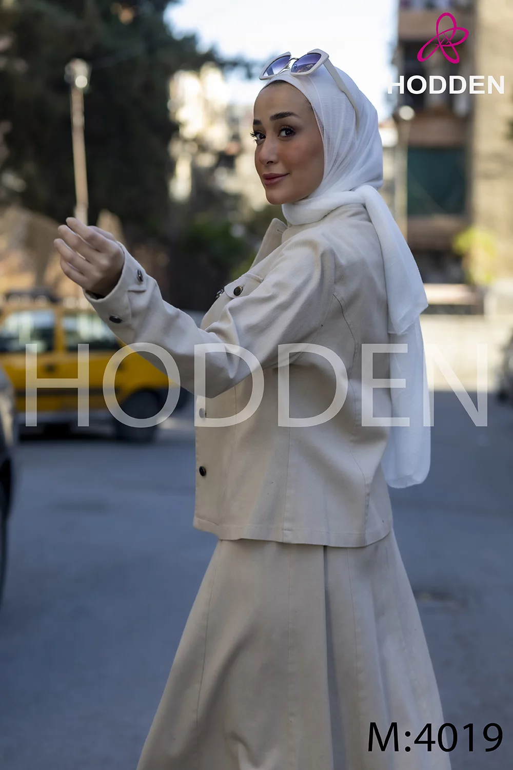 ⁦طقم كتان جاكيت و تنورة 4019⁩ - الصورة ⁦4⁩