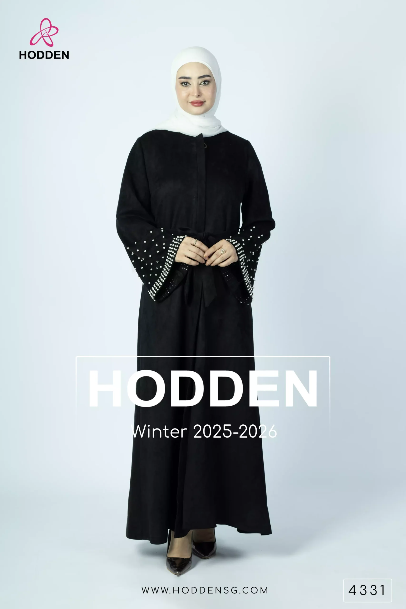 عباية مخمل كم شك لولو والماس - 4331