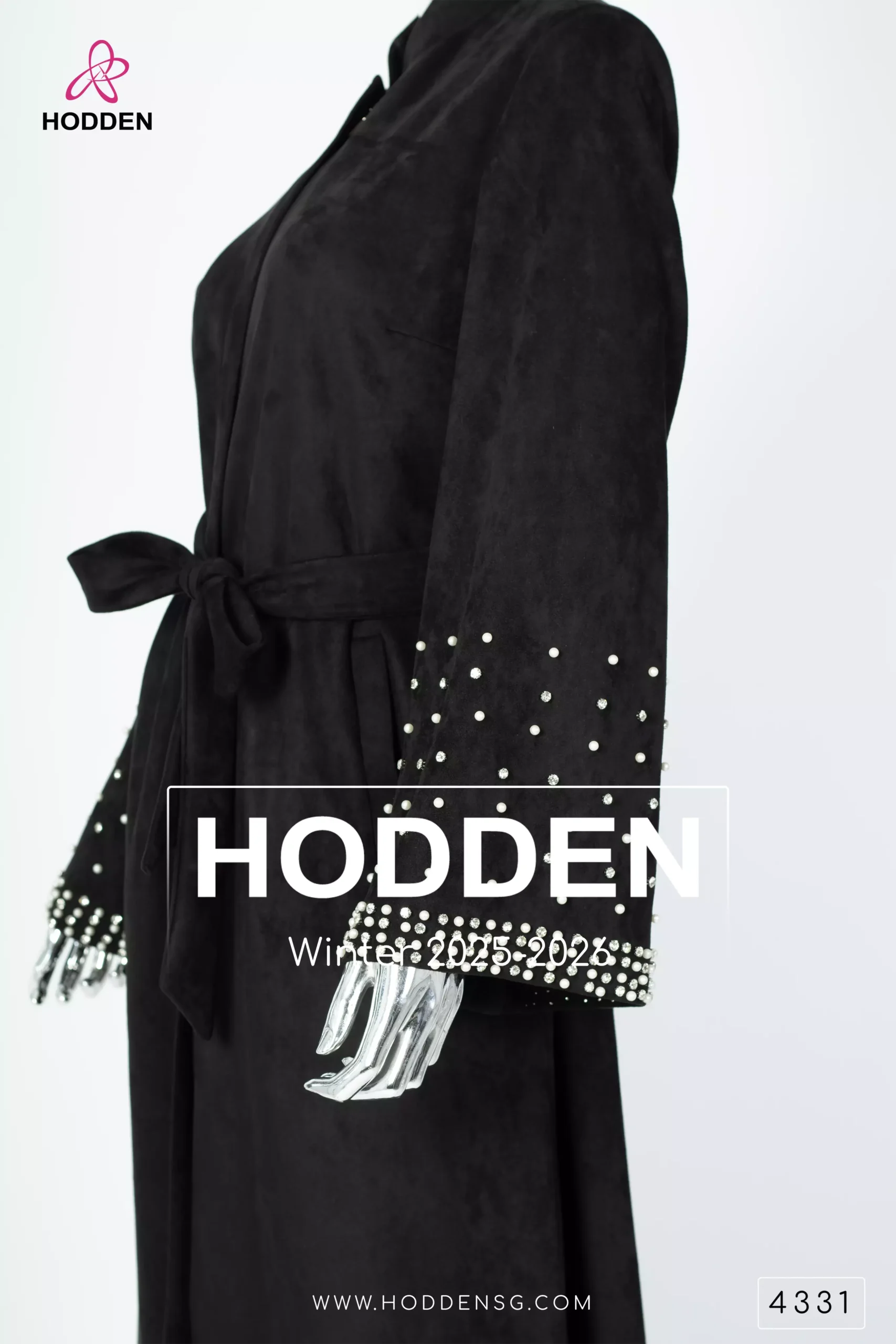 ⁦عباية مخمل كم شك لولو والماس - 4331⁩ - الصورة ⁦8⁩