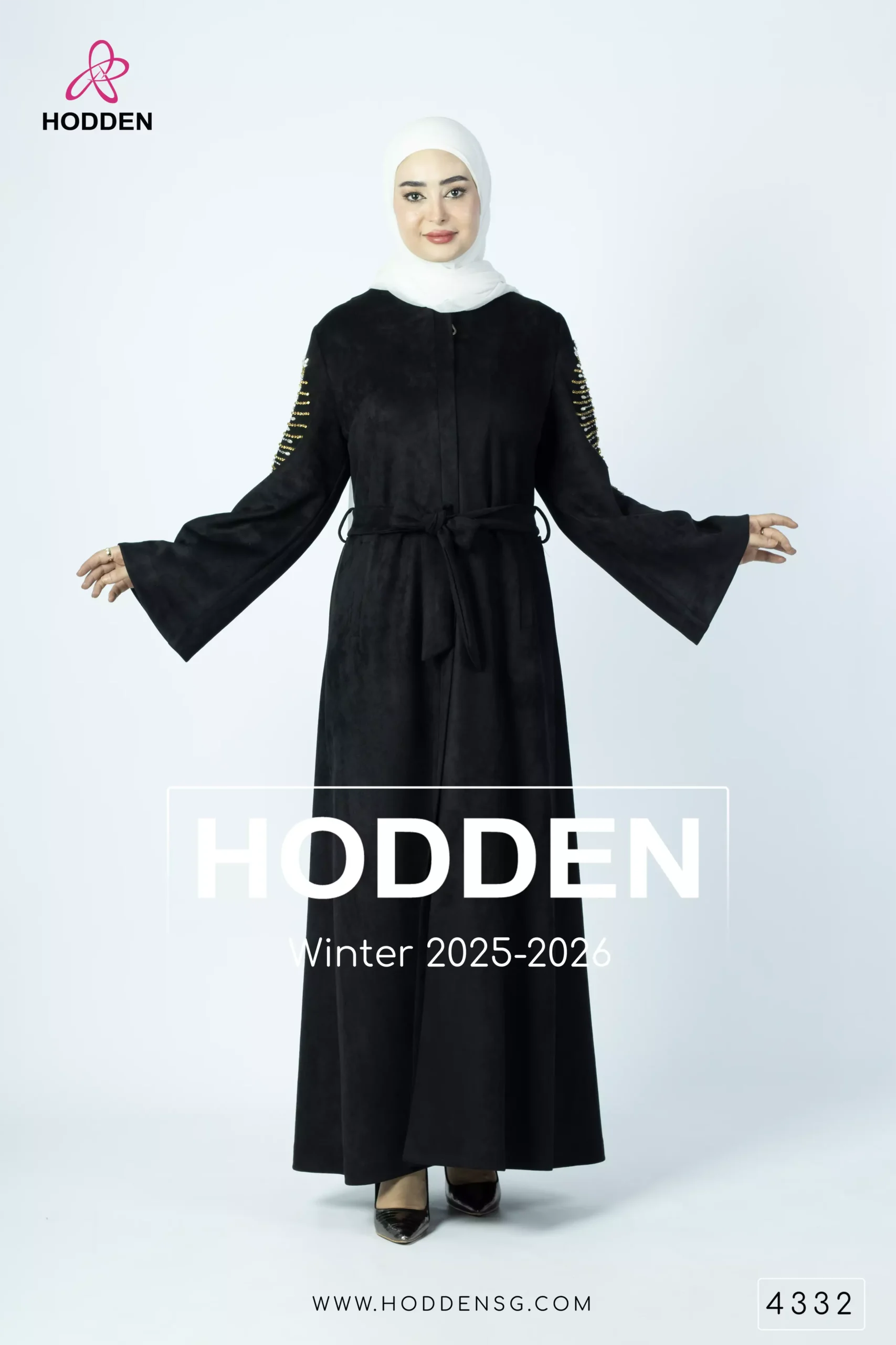 عباية مخمل سويد شك سنبله - 4332