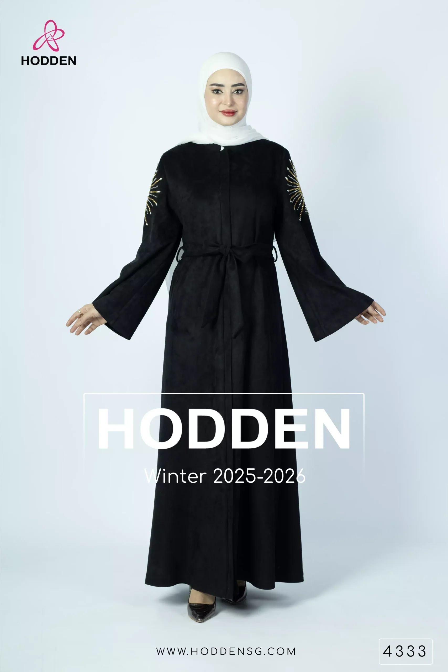 عباية مخمل سويد شك شعاع - 4333