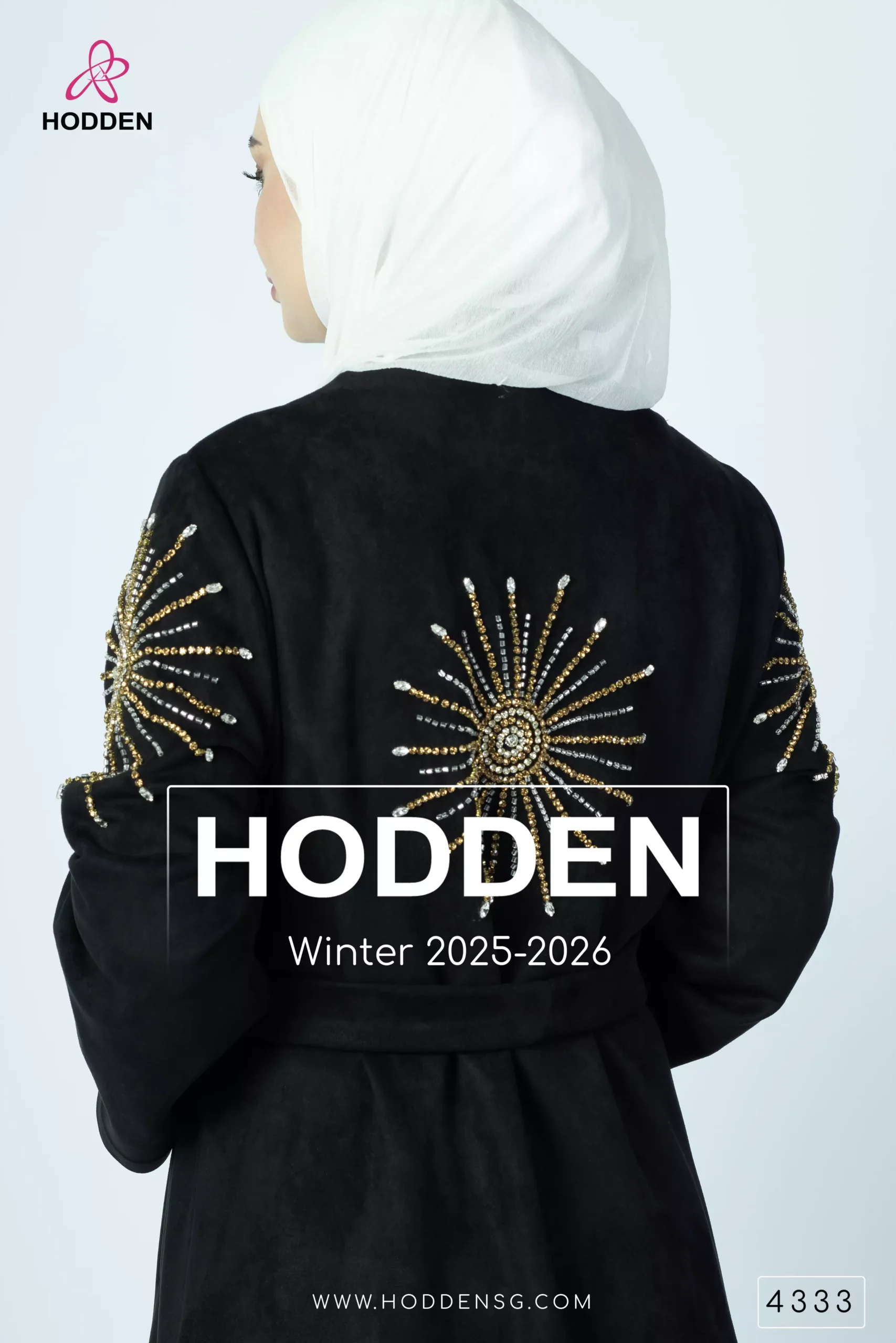 ⁦عباية مخمل سويد شك شعاع - 4333⁩ - الصورة ⁦4⁩