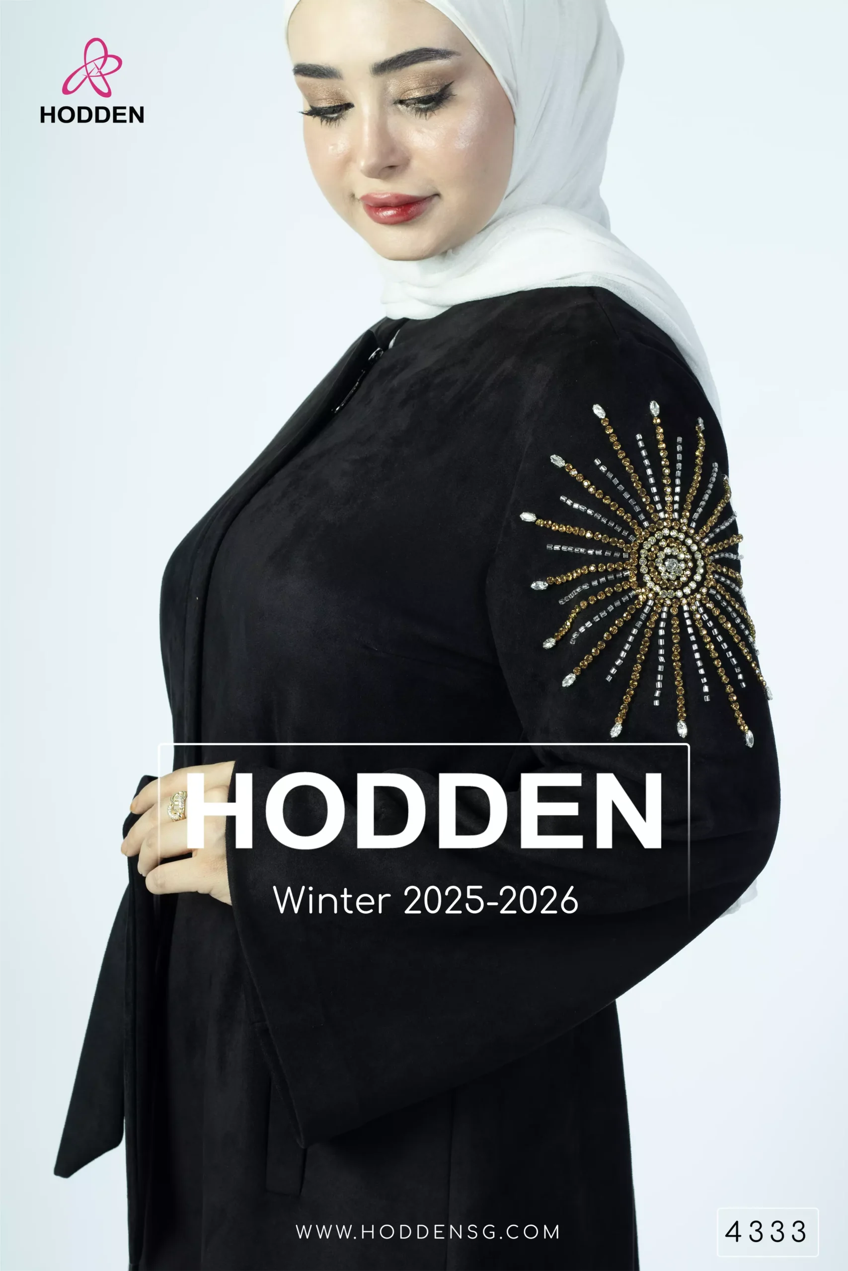 ⁦عباية مخمل سويد شك شعاع - 4333⁩ - الصورة ⁦2⁩