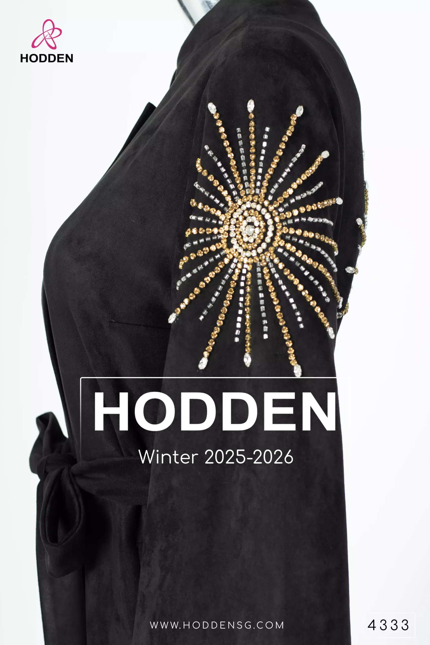 ⁦عباية مخمل سويد شك شعاع - 4333⁩ - الصورة ⁦10⁩