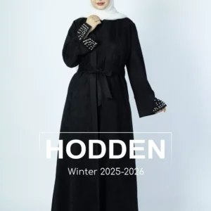 عباية مخمل سويد مع فستان - 4336