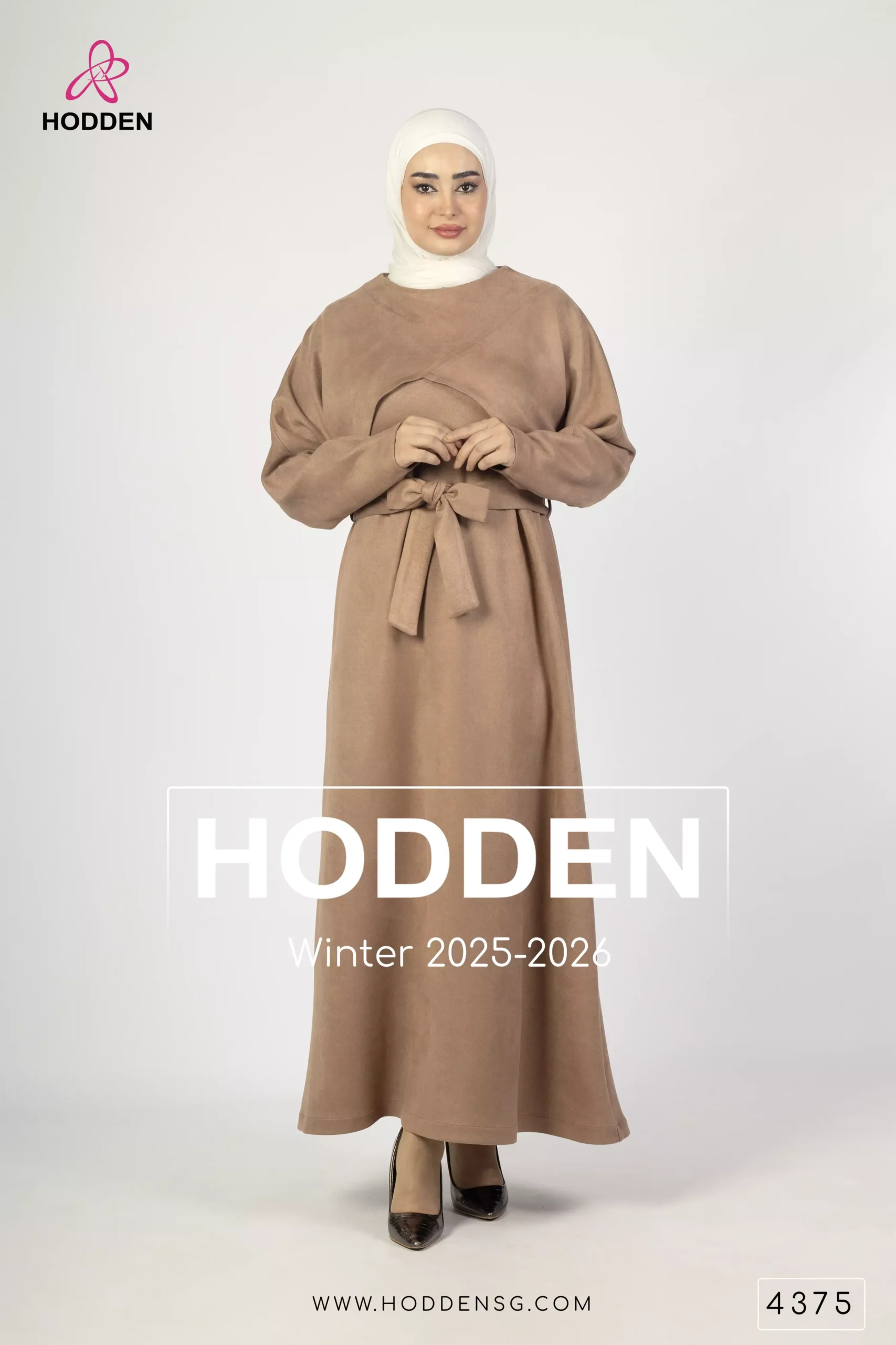 فستان سويد مع ركاب قصير - 4375