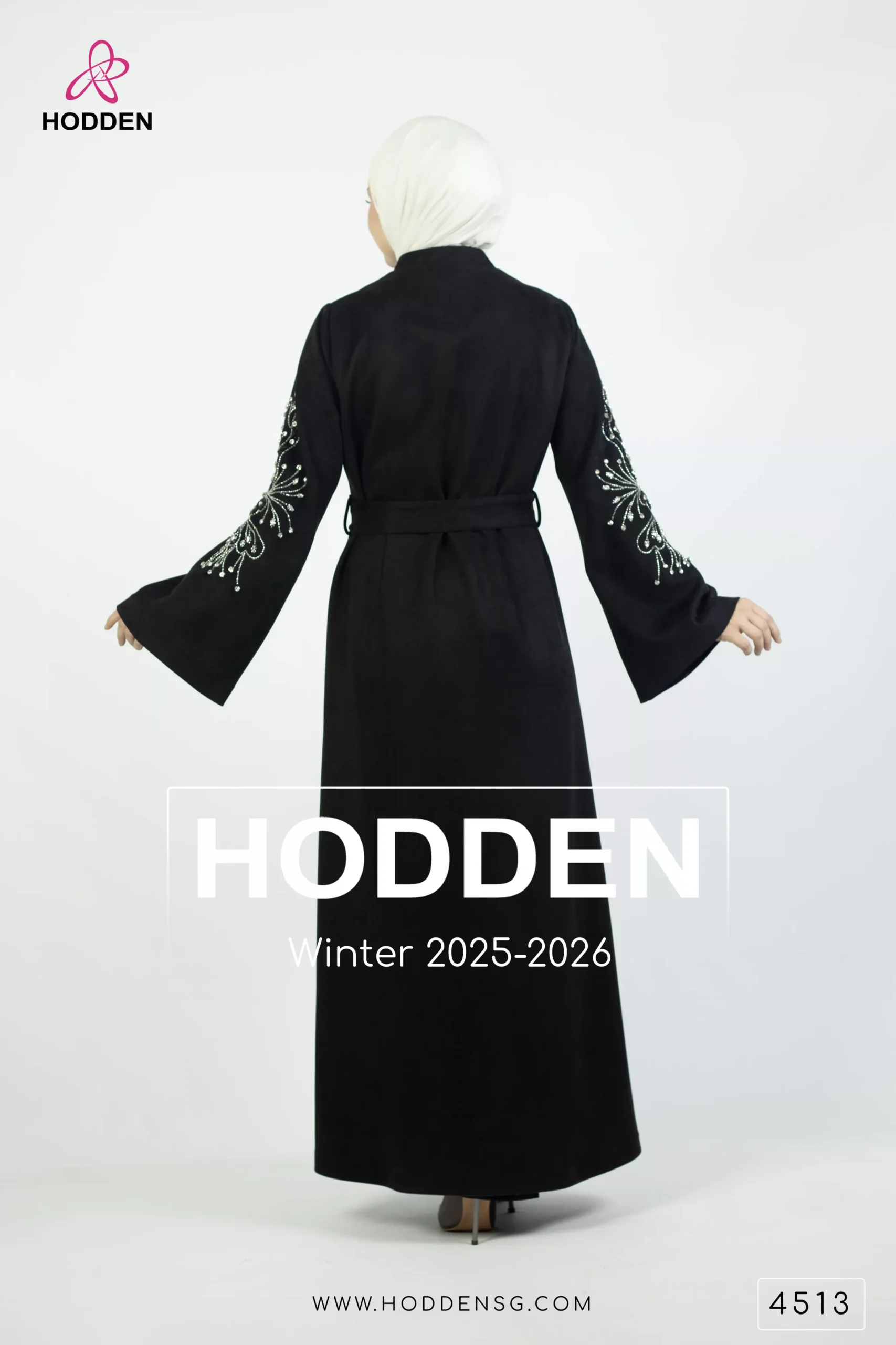 ⁦عباية مخمل سويد - 4513⁩ - الصورة ⁦3⁩