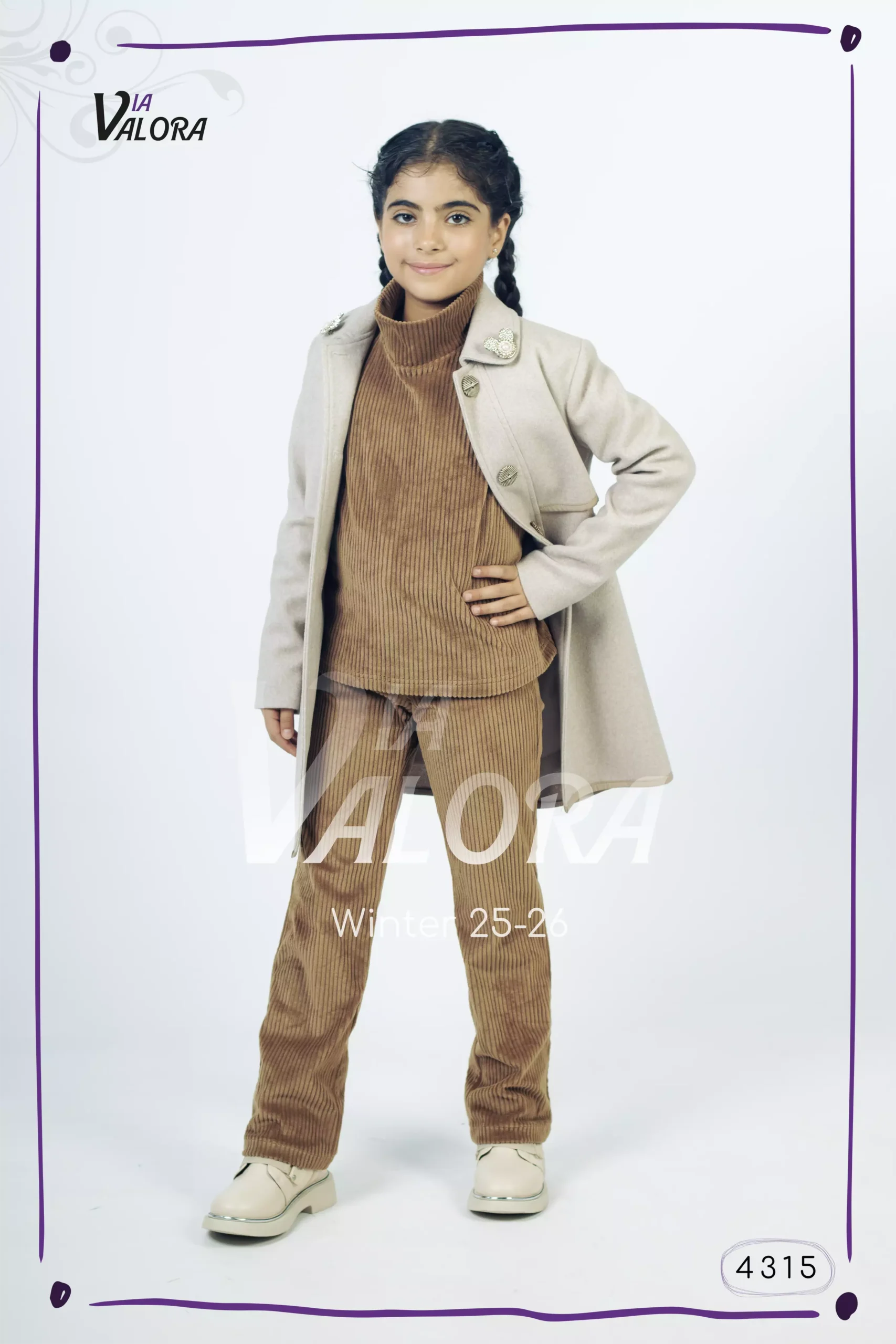 طقم بناتي 3 قطع – جوخ – طول 80 سم - 4315