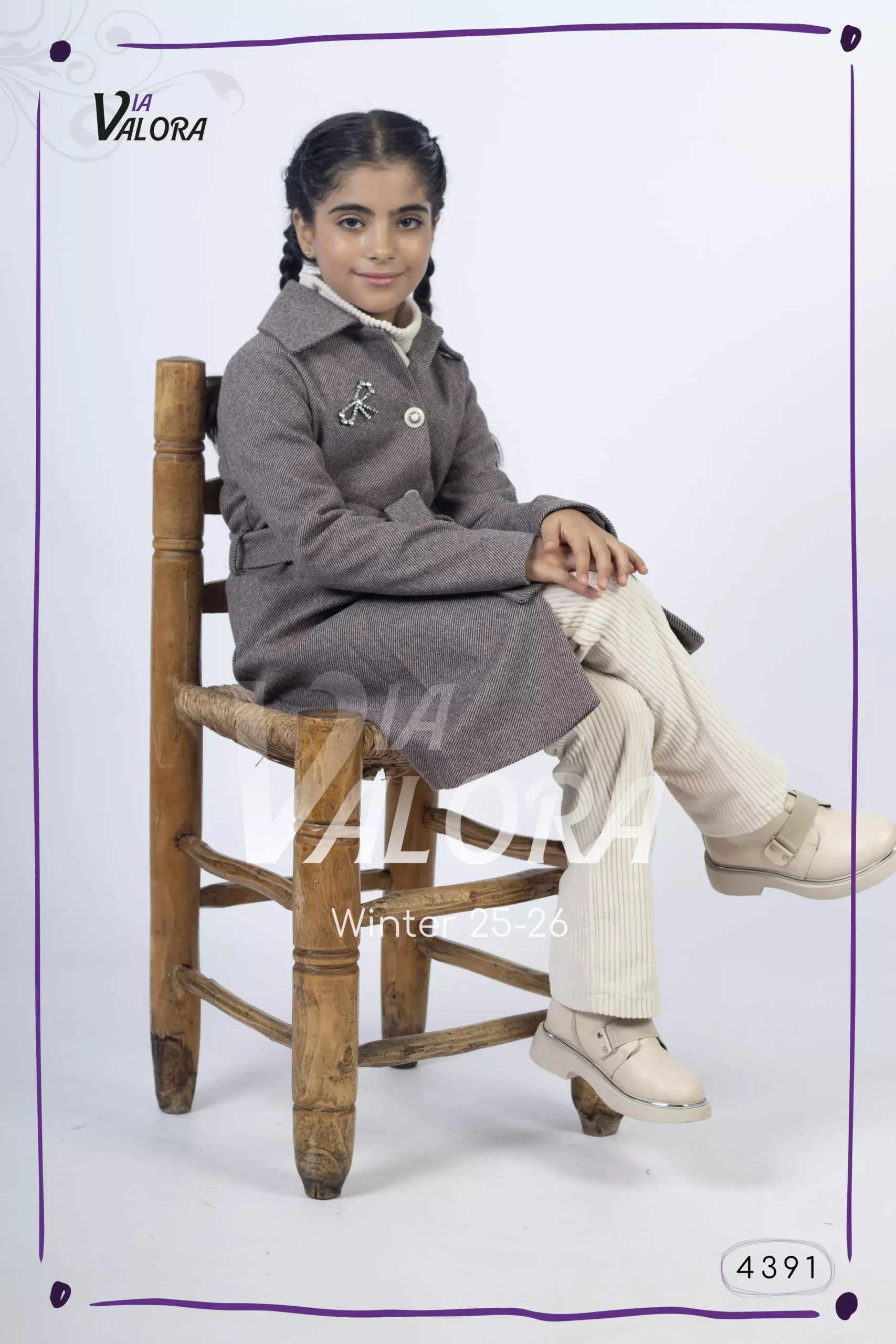 طقم بناتي 3 قطع – جوخ ممزوج – طول 80 سم - 4391