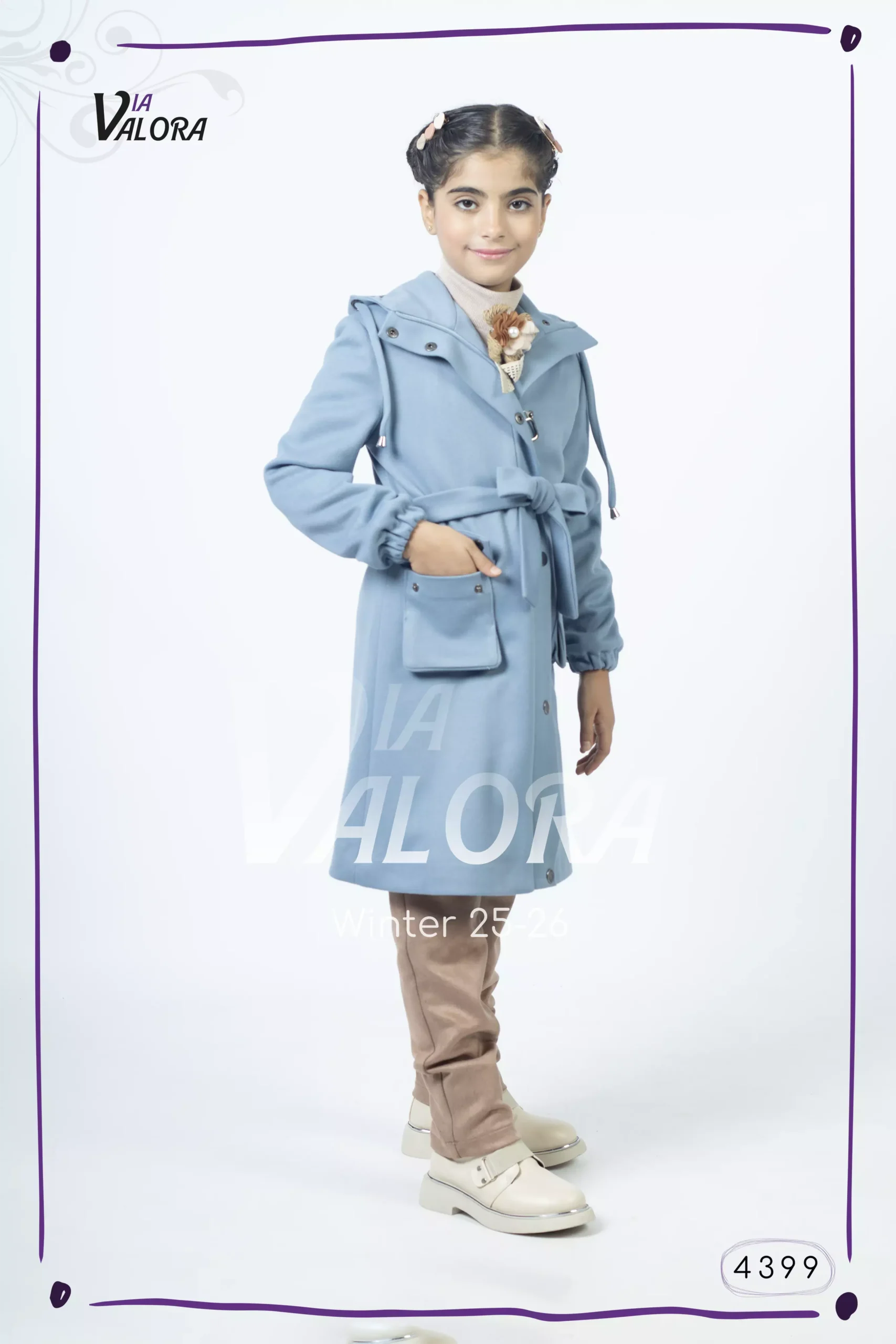 طقم بناتي 3 قطع – جوخ ممزوج – طول 80 سم - 4399