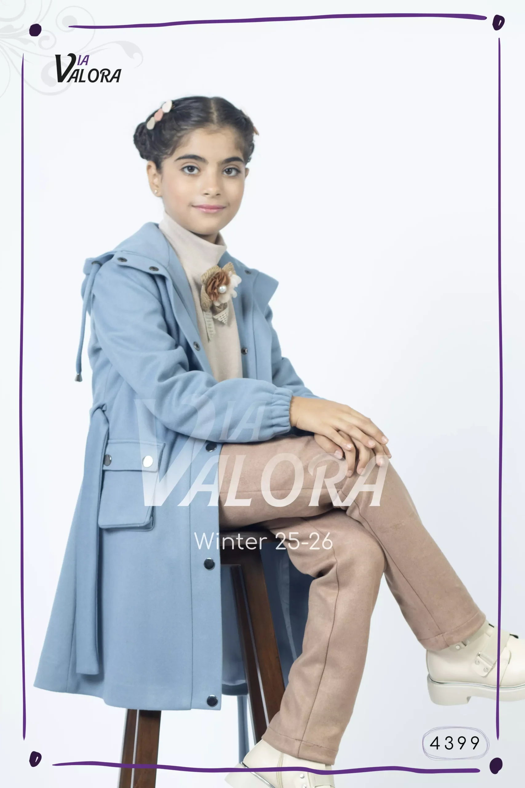 ⁦طقم بناتي 3 قطع – جوخ ممزوج – طول 80 سم - 4399⁩ - الصورة ⁦2⁩