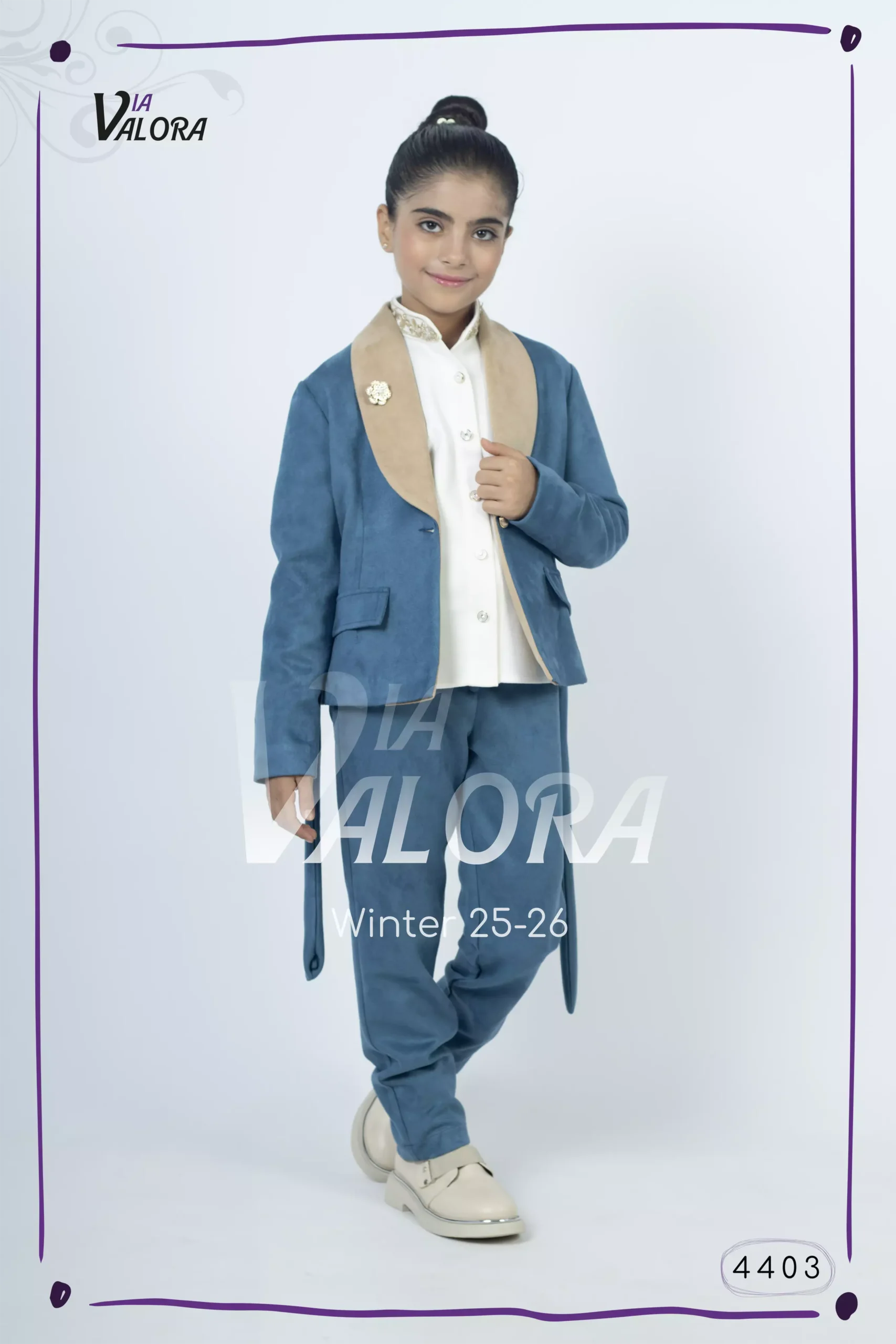 طقم بناتي 3 قطع – مخمل سويد – طول 45 سم - 4403