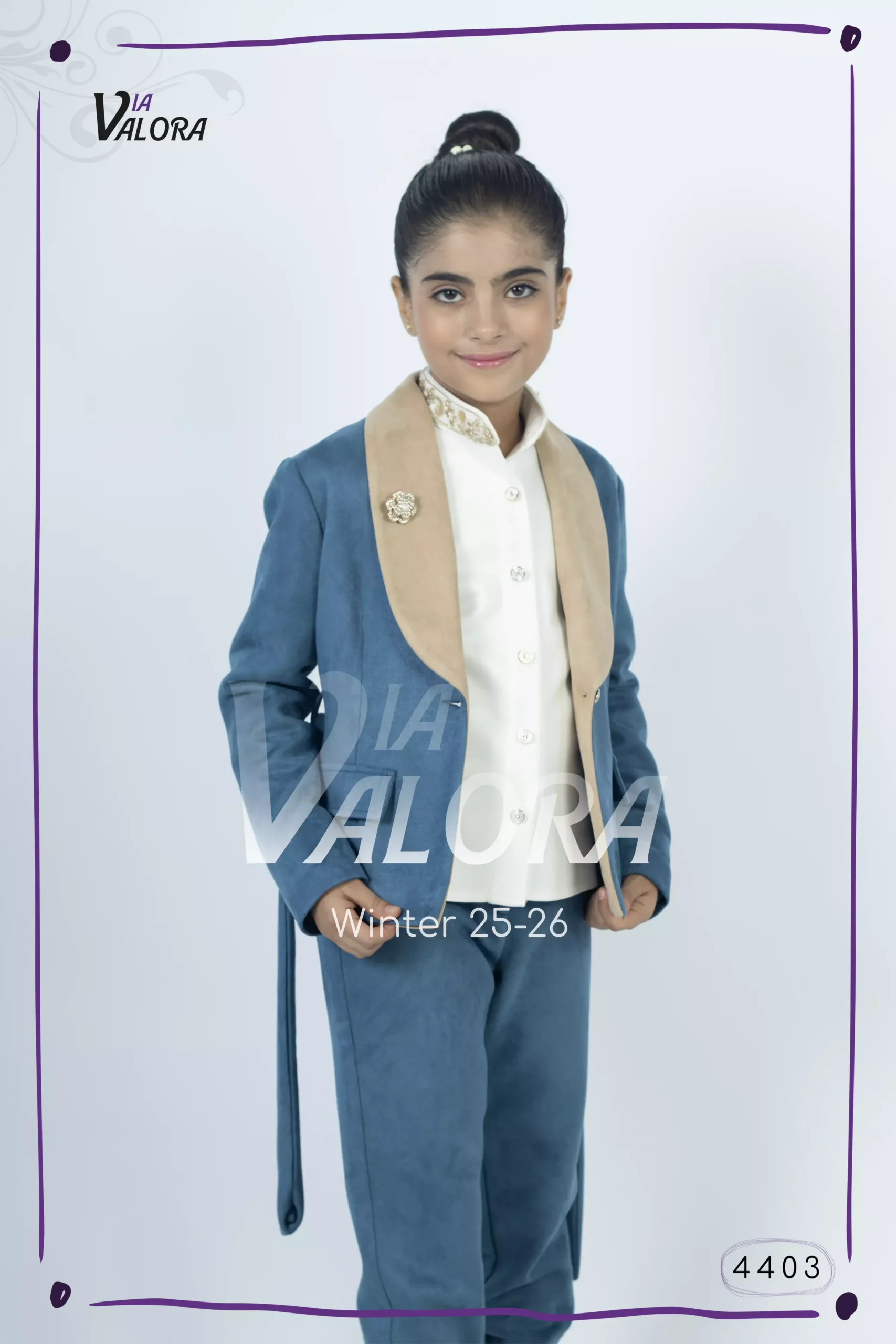 ⁦طقم بناتي 3 قطع – مخمل سويد – طول 45 سم - 4403⁩ - الصورة ⁦4⁩