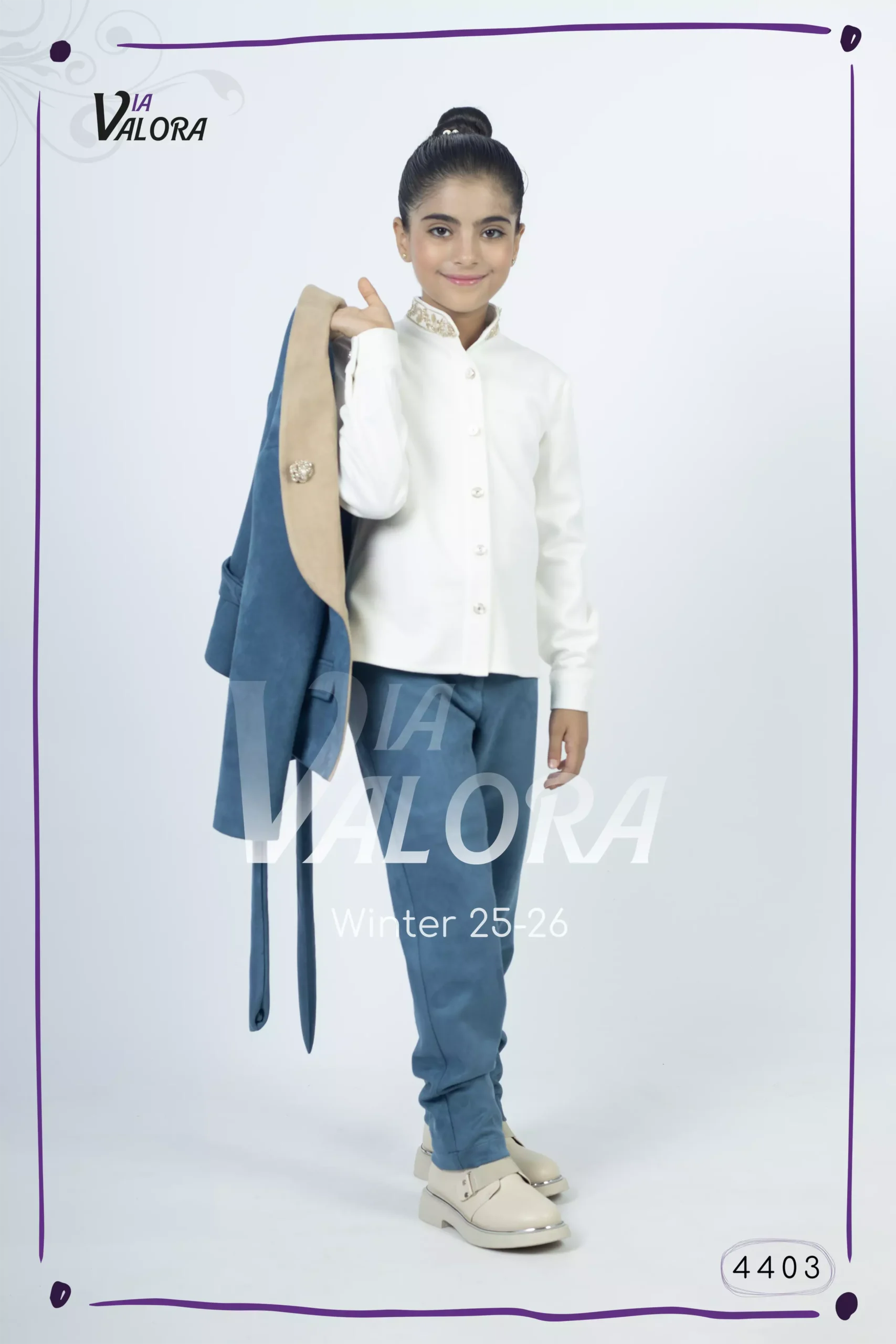 ⁦طقم بناتي 3 قطع – مخمل سويد – طول 45 سم - 4403⁩ - الصورة ⁦3⁩