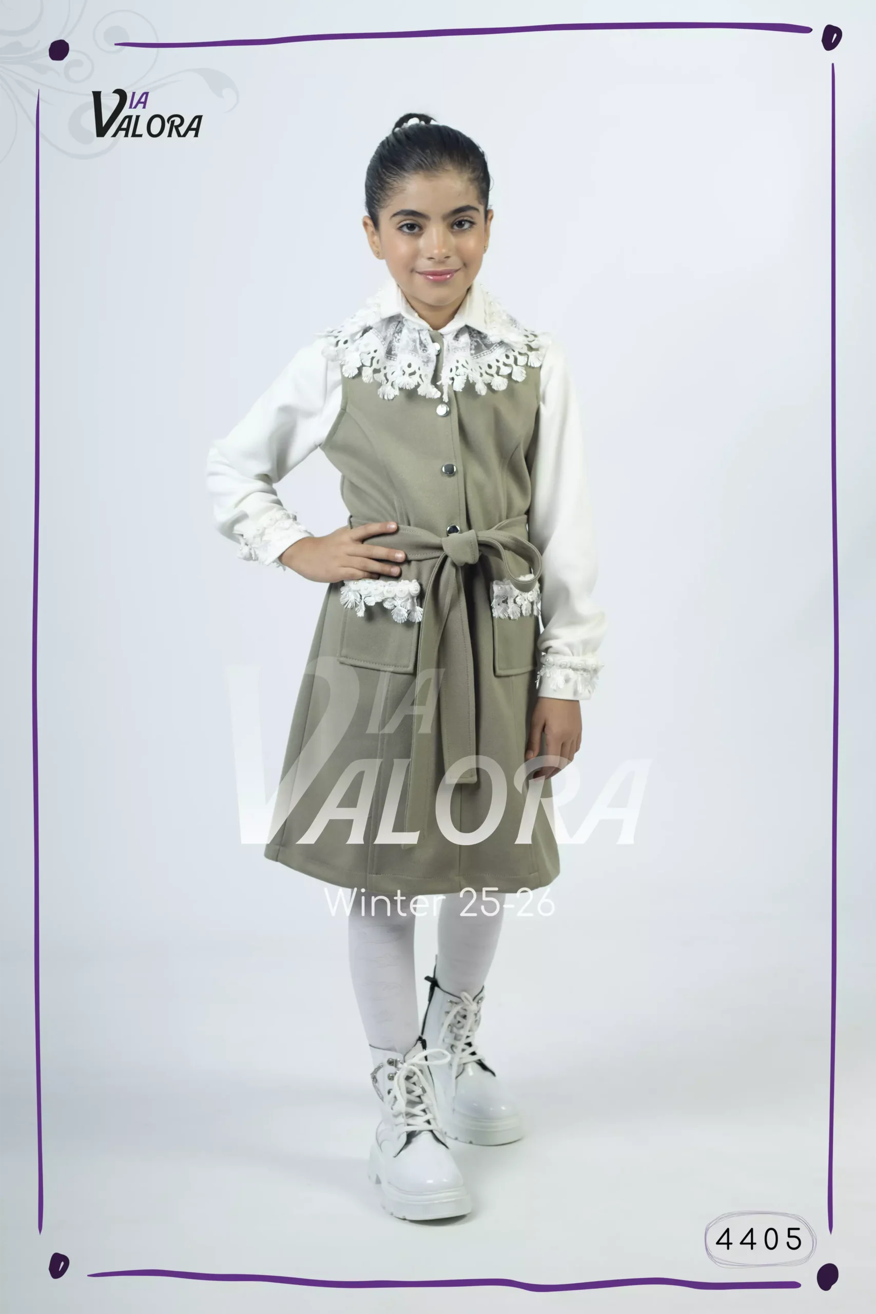 فستان بناتي – جوخ ممزوج – طول 80 سم - 4405