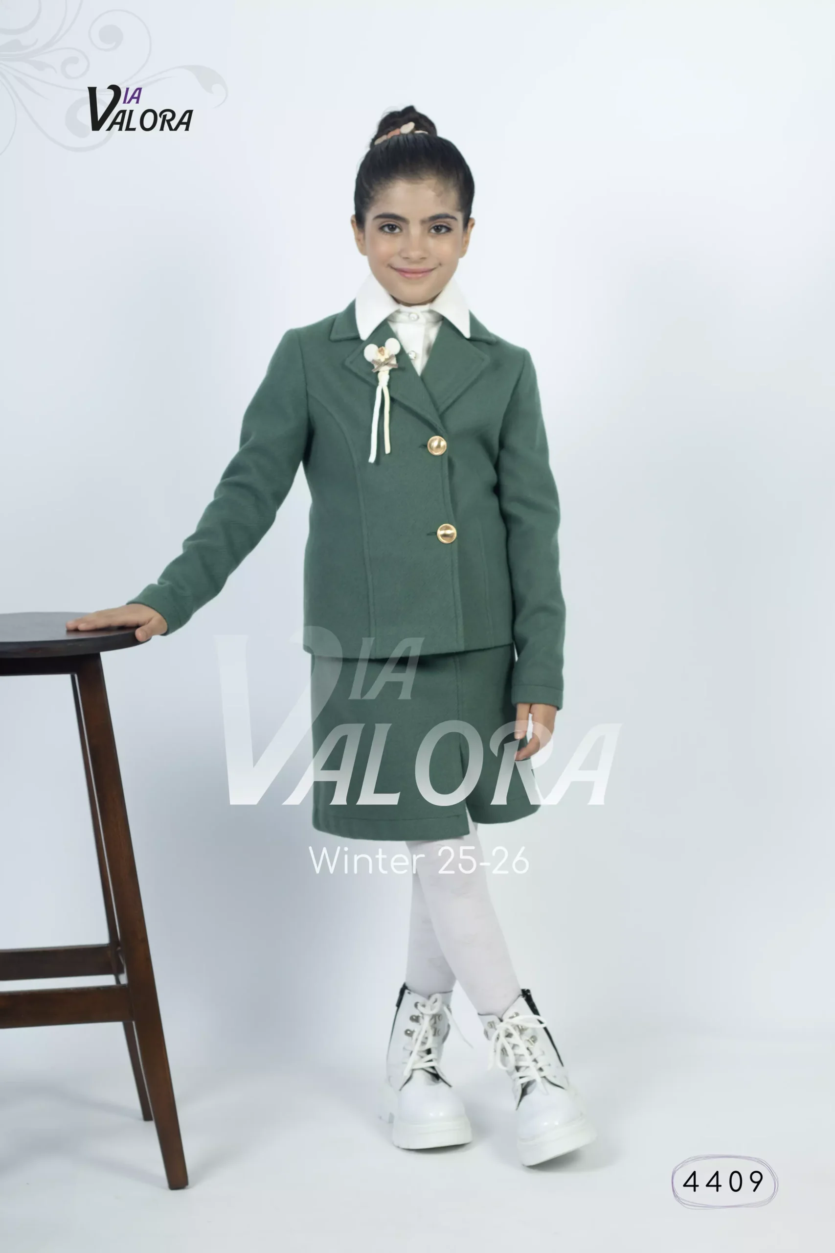 طقم بناتي 3 قطع – جوخ ممزوج – طول 45 سم - 4409