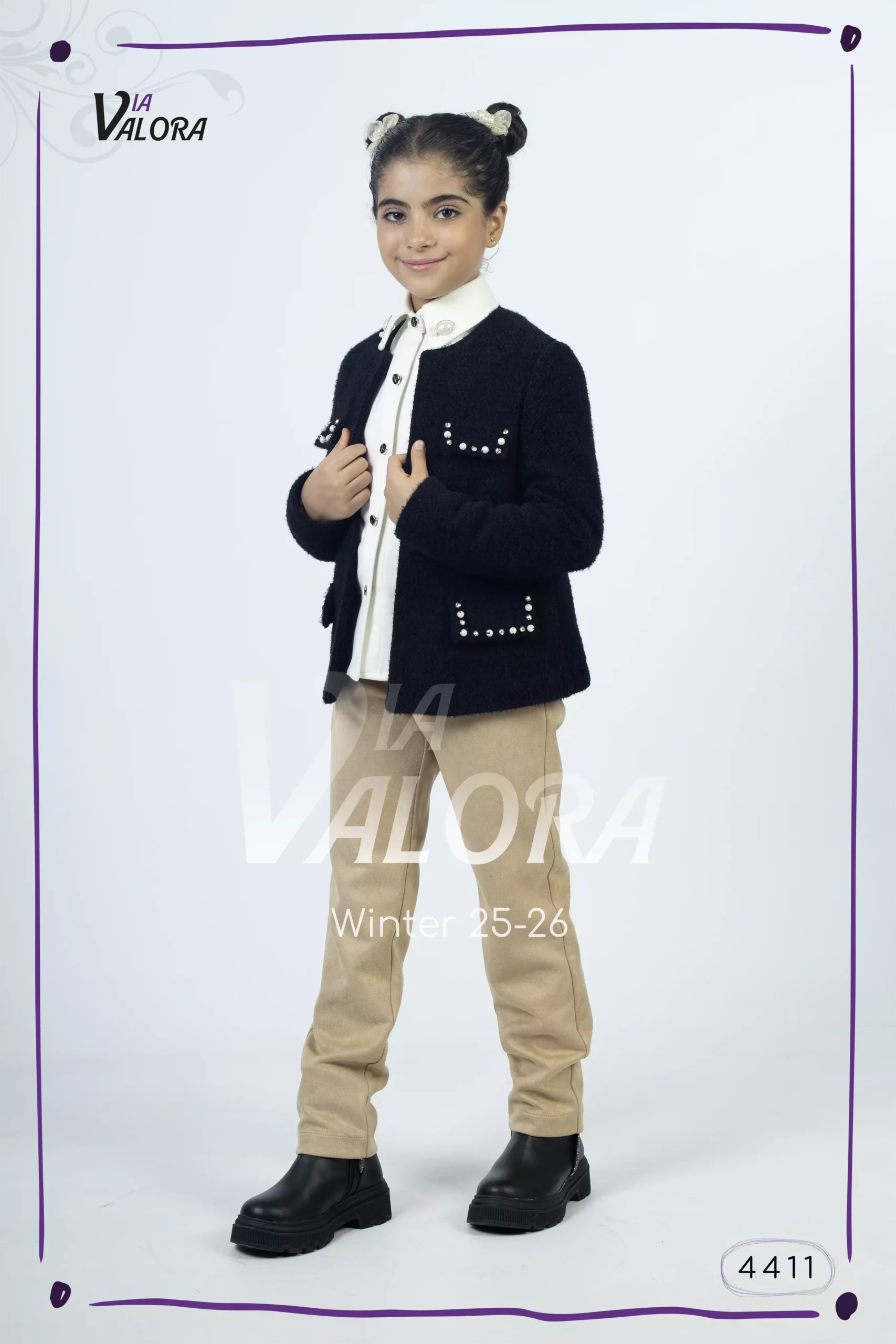 طقم بناتي 3 قطع – صوف مفرك – طول 45 سم - 4411