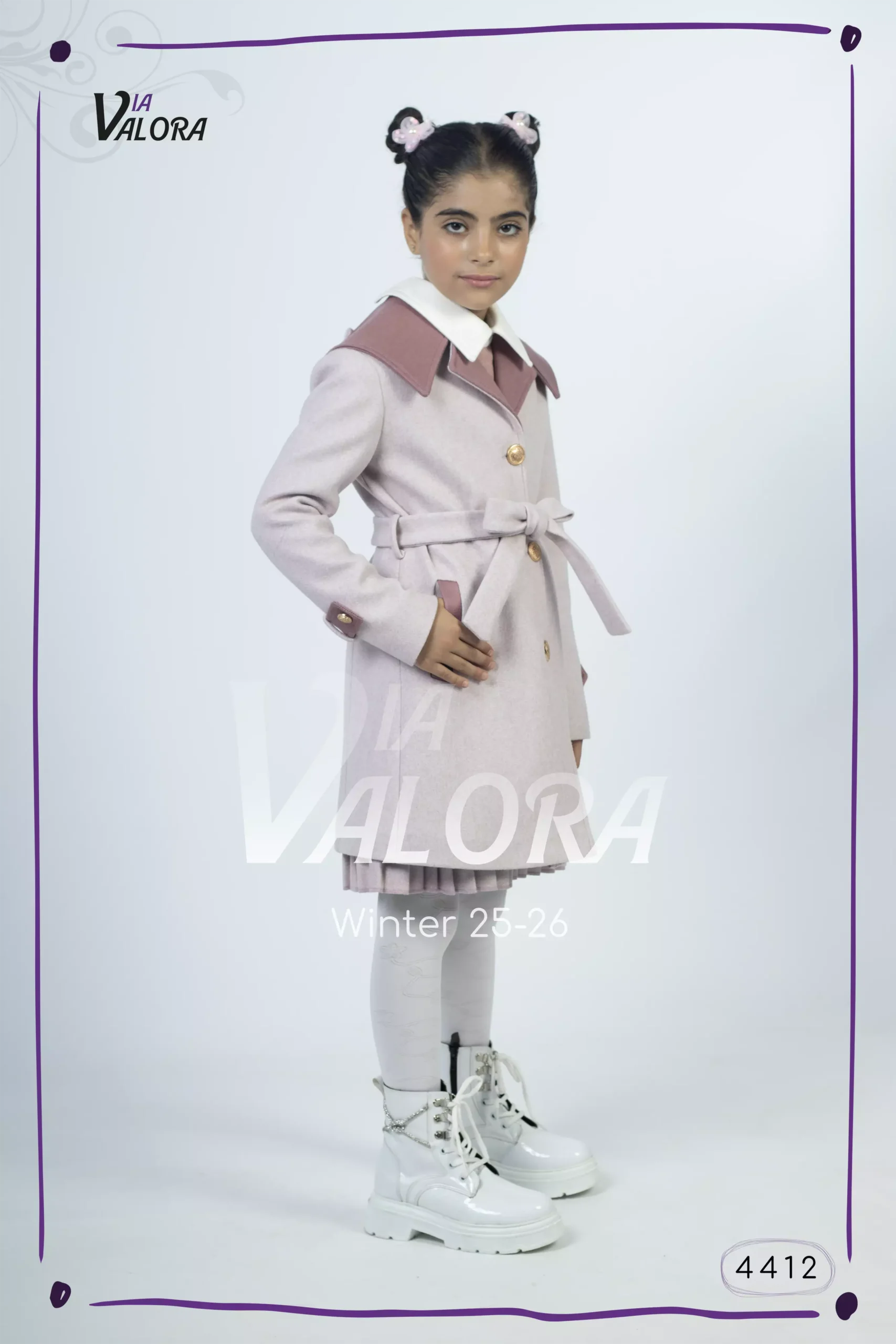 طقم بناتي قطعتين – جوخ ممزوج – طول 80 سم - 4412