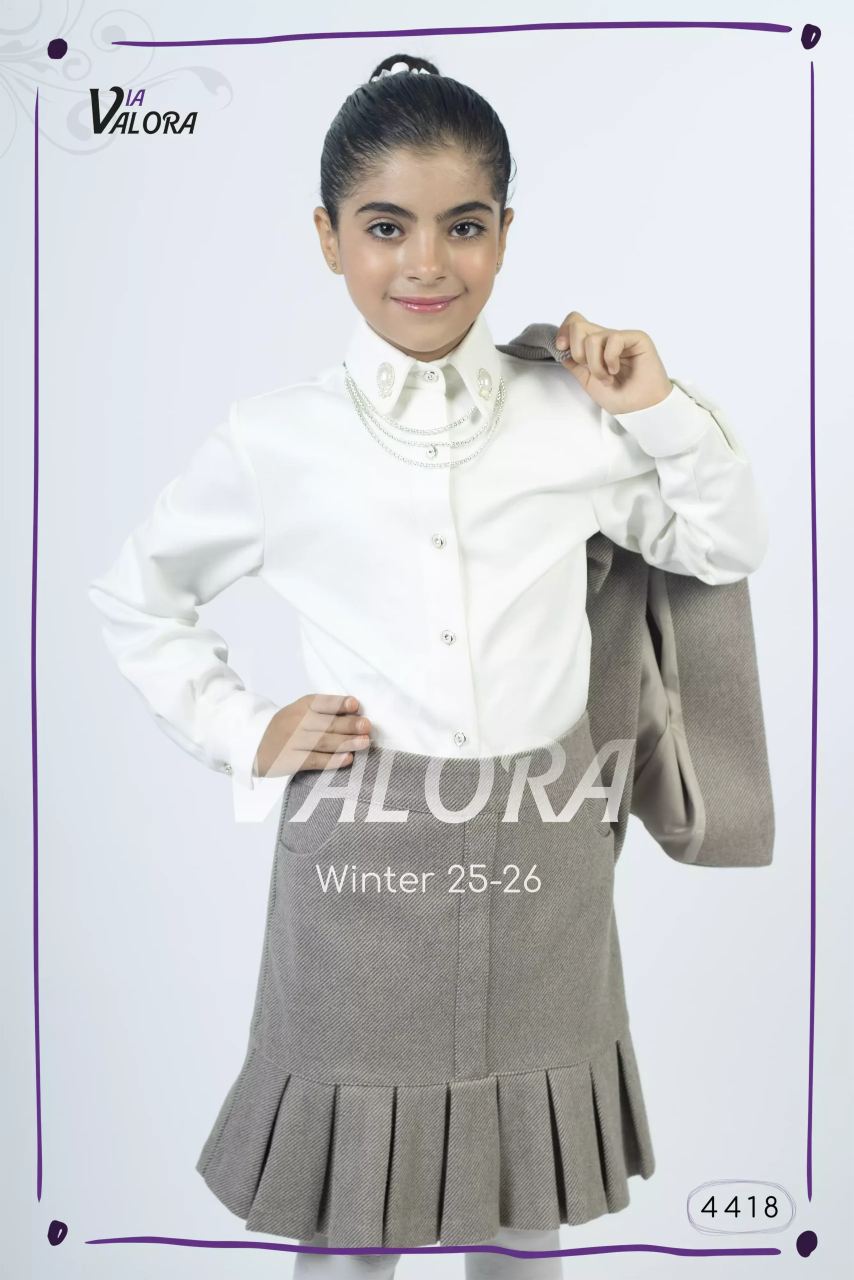 ⁦طقم بناتي 3 قطع – جوخ ممزوج – طول 45 سم - 4418⁩ - الصورة ⁦2⁩