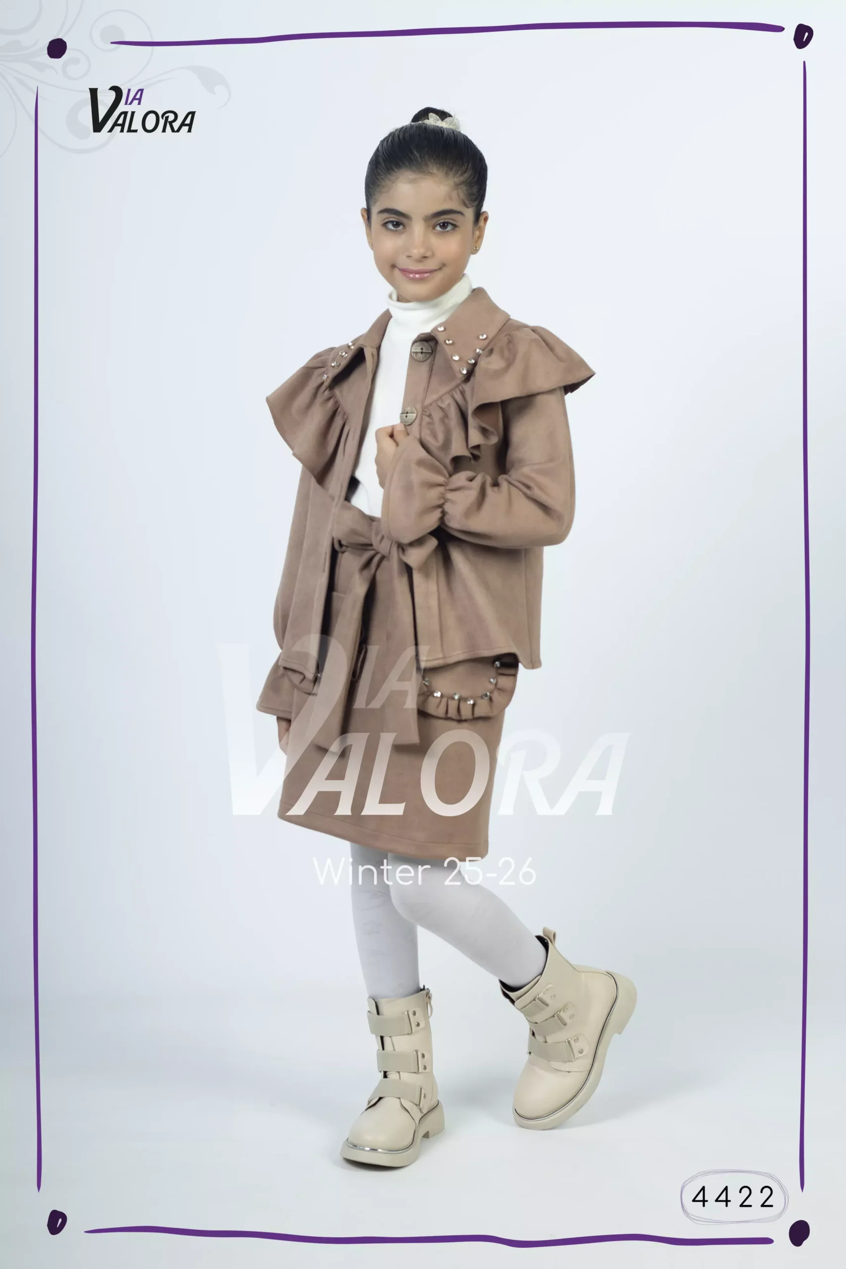 ⁦طقم بناتي 3 قطع – سويد – طول 45 سم - 4422⁩ - الصورة ⁦4⁩