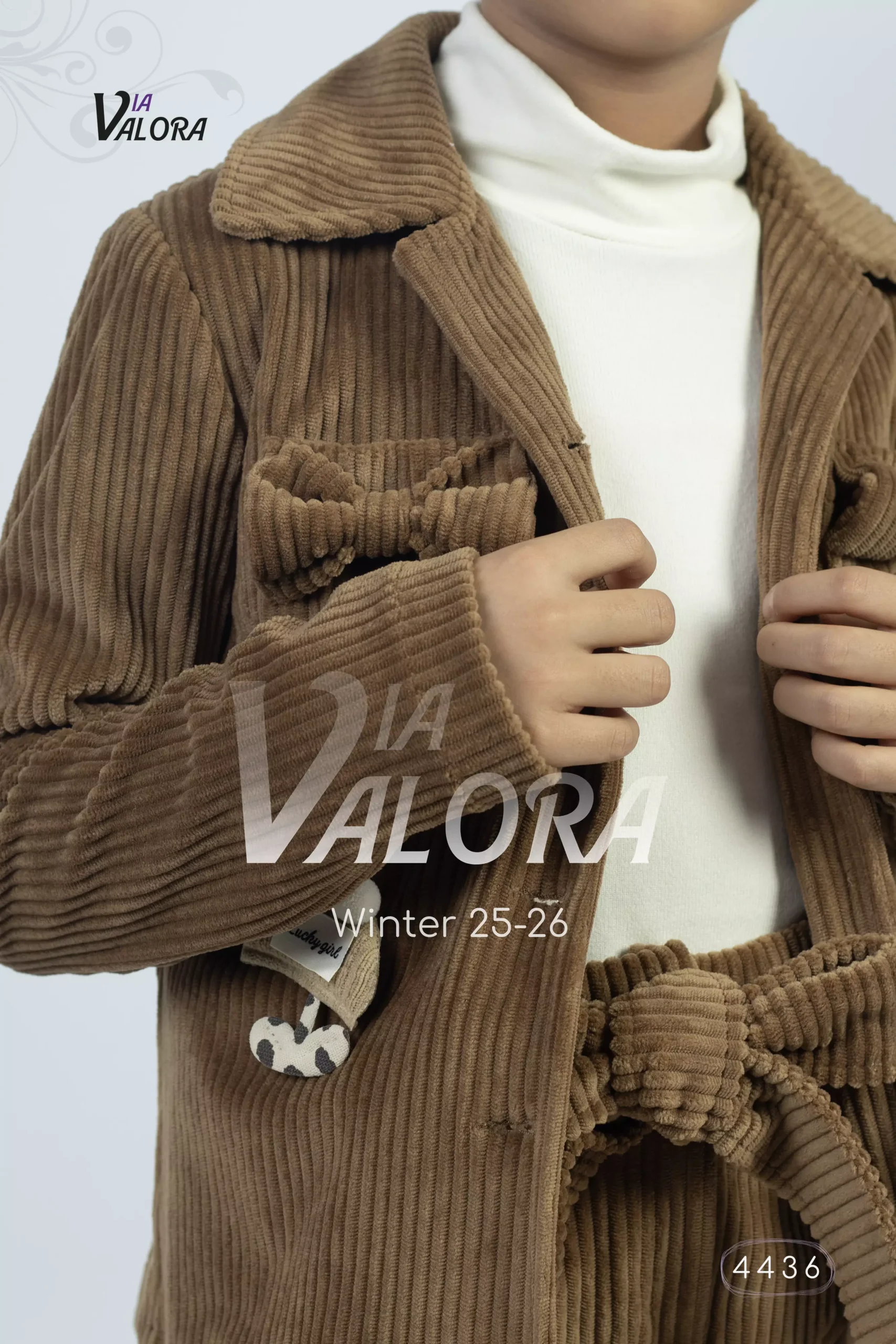 ⁦طقم بناتي 3 قطع – مخمل محزز – طول 45 سم - 4436⁩ - الصورة ⁦2⁩