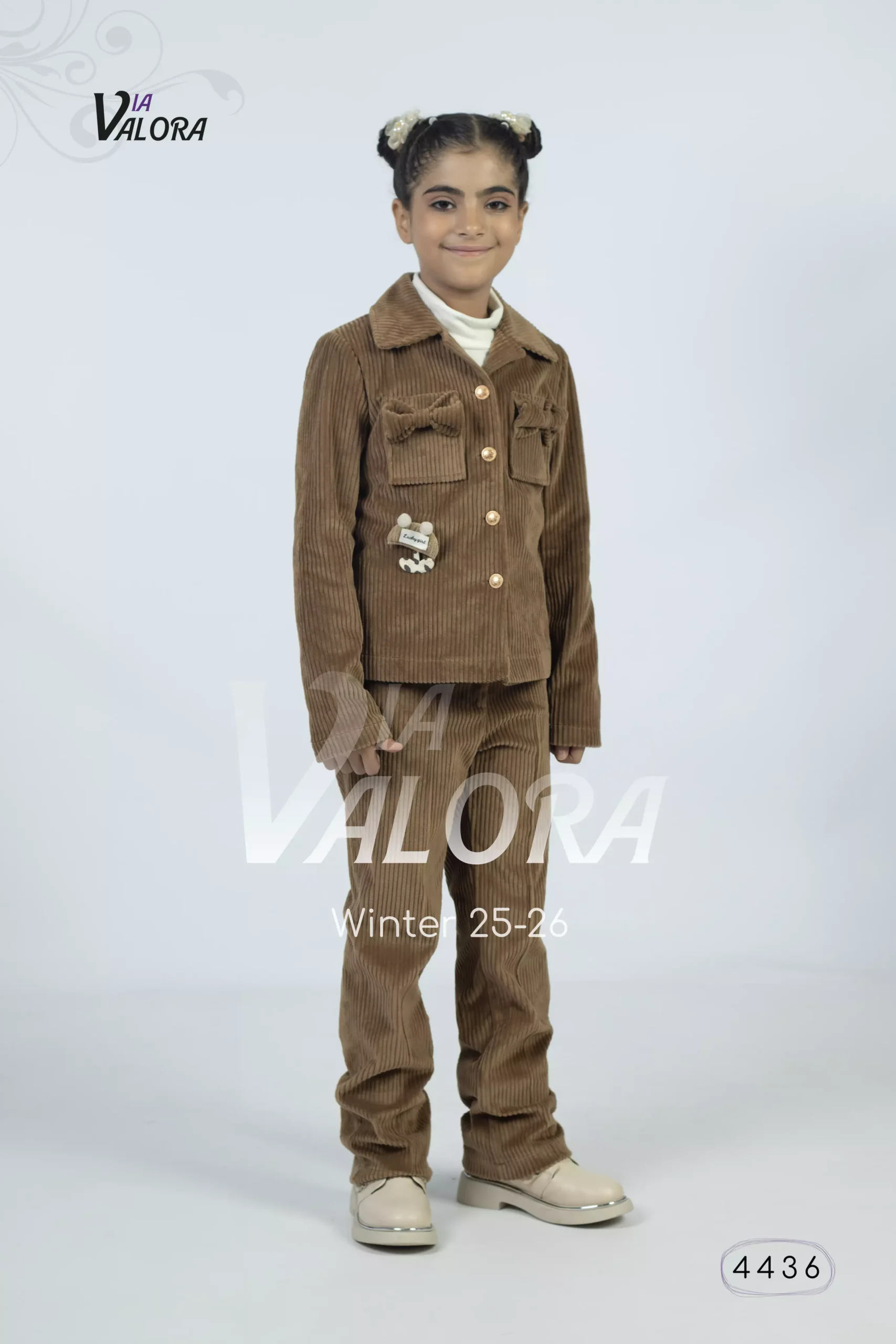 ⁦طقم بناتي 3 قطع – مخمل محزز – طول 45 سم - 4436⁩ - الصورة ⁦3⁩