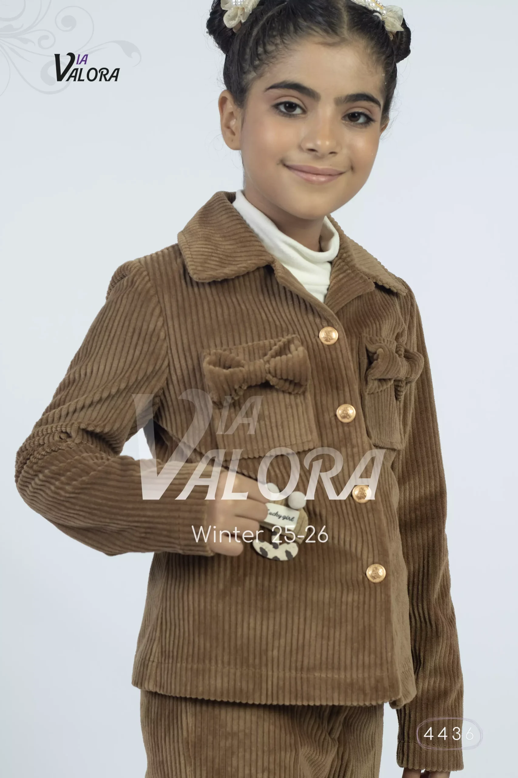 ⁦طقم بناتي 3 قطع – مخمل محزز – طول 45 سم - 4436⁩ - الصورة ⁦4⁩