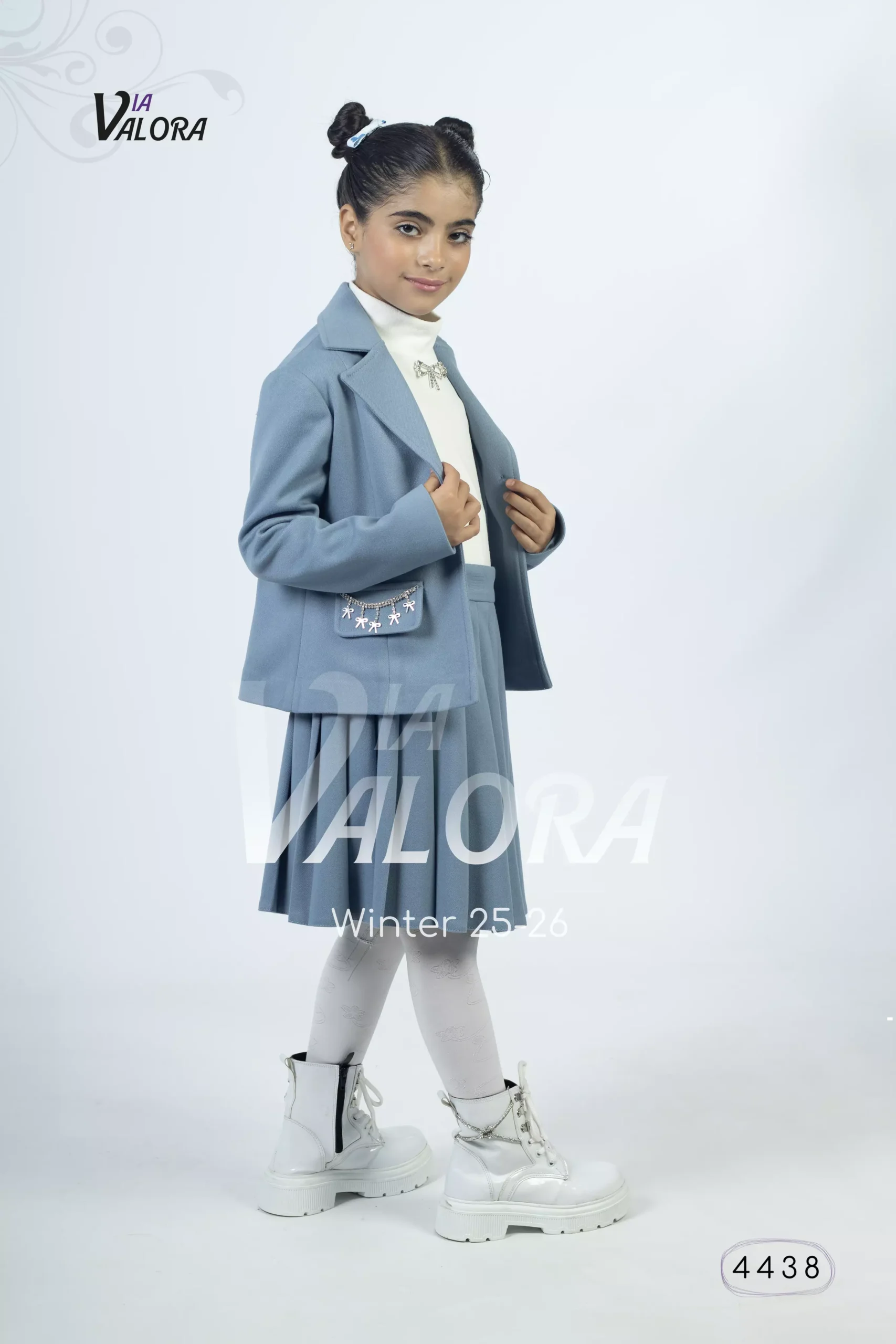 طقم بناتي 3 قطع – جوخ ممزوج – طول 45 سم - 4438