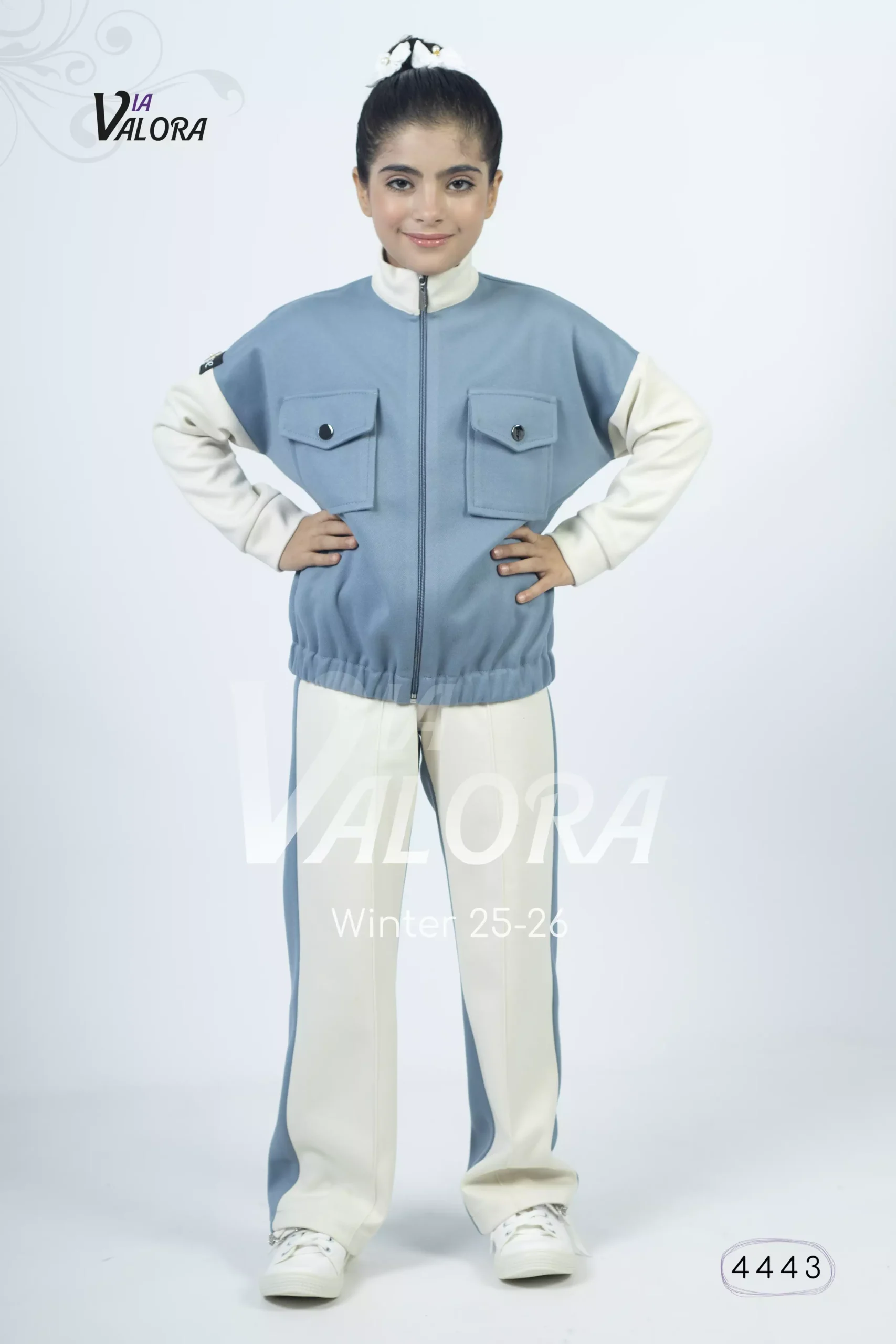 طقم بناتي قطعتين – جوخ ممزوج – طول 45 سم - 4443