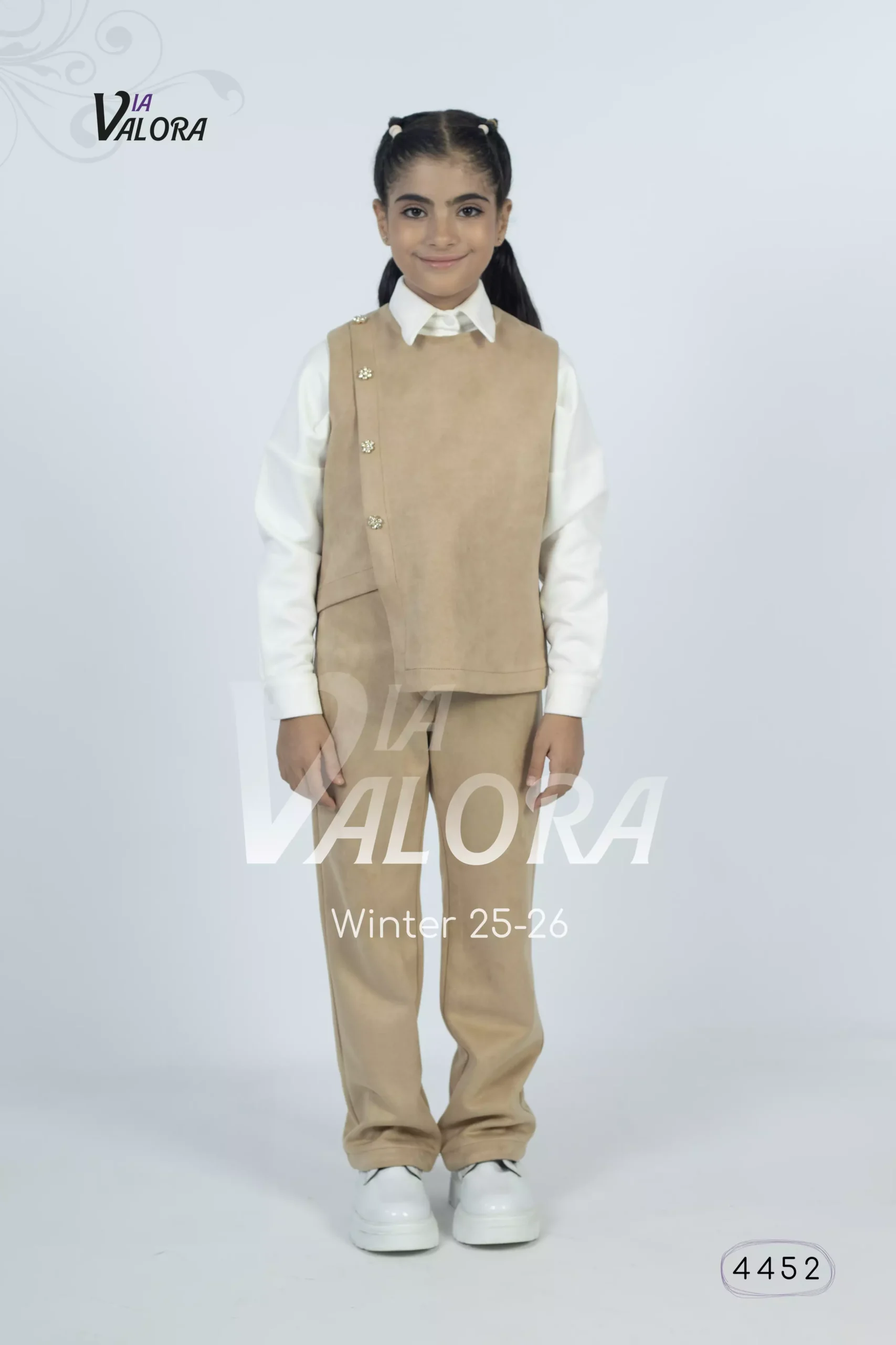 طقم بناتي 3 قطع – سويد مخمل – طول 45 سم - 4452