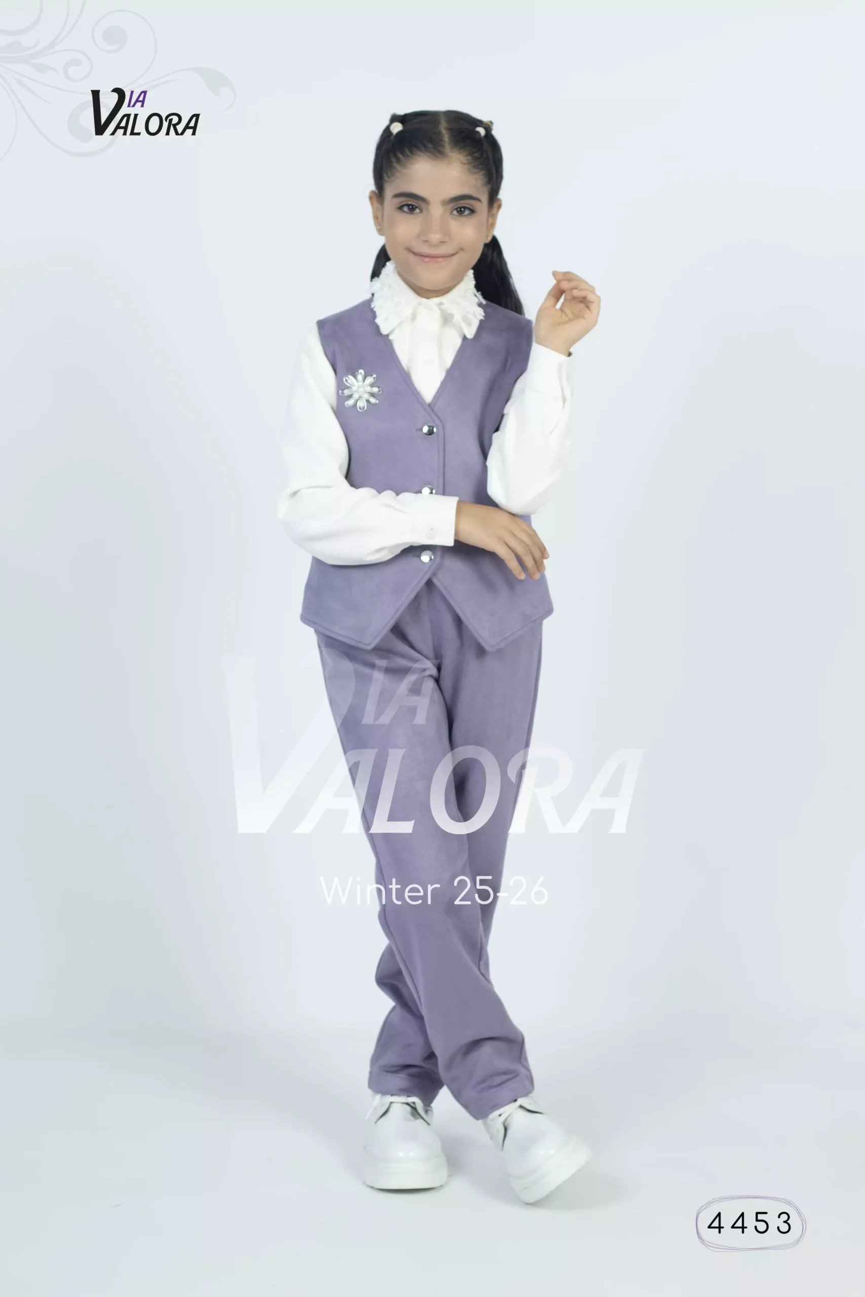 طقم بناتي 3 قطع – سويد مخمل – طول 45 سم - 4453