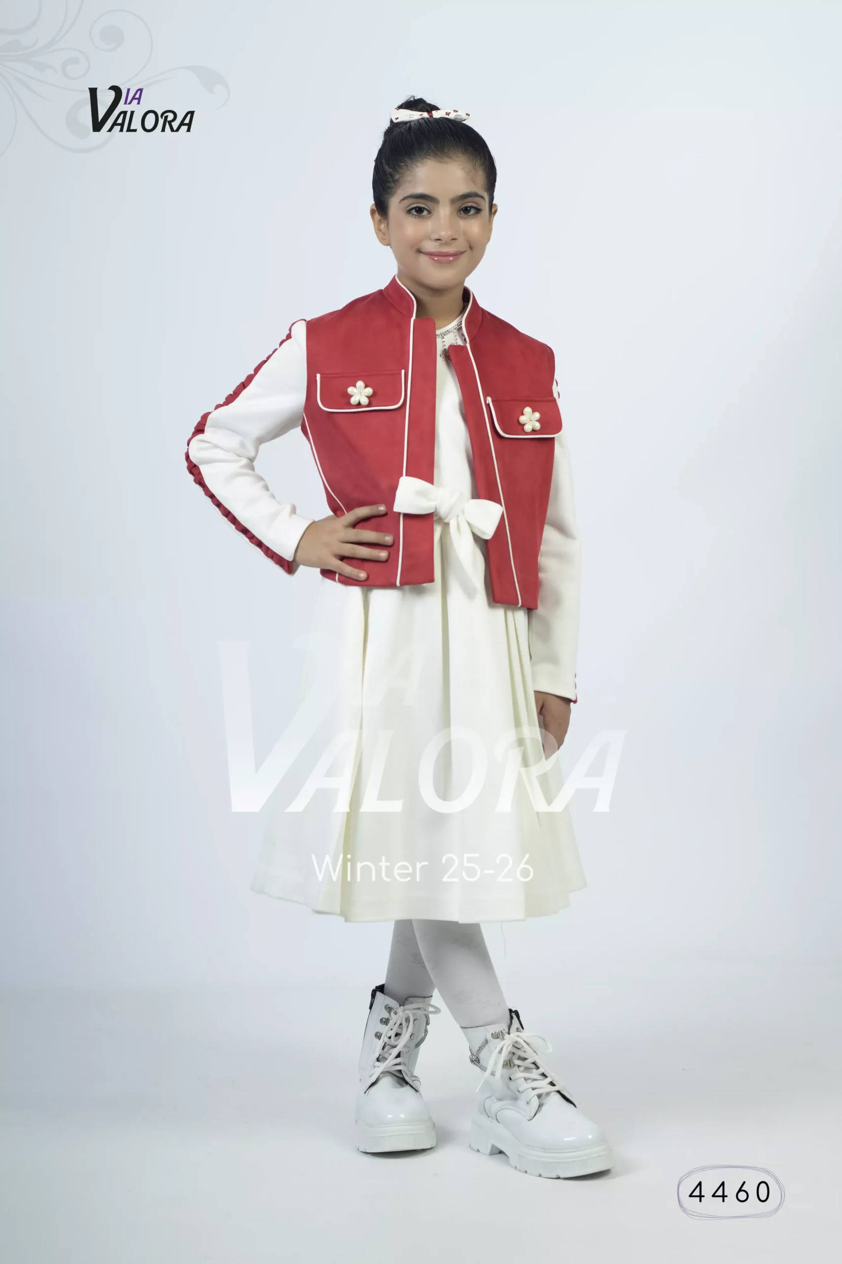 طقم بناتي قطعتين – سويد مخمل – طول 45 سم - 4460