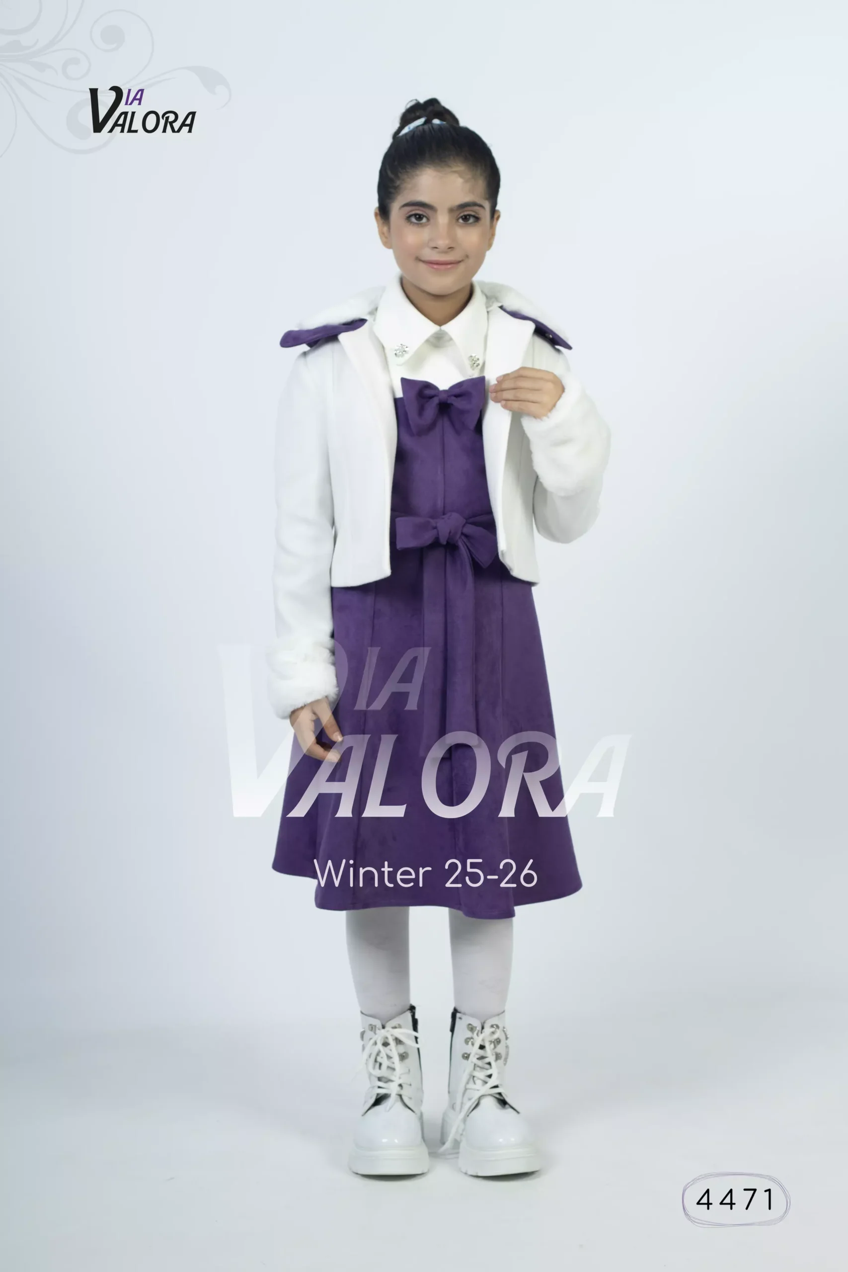 طقم بناتي قطعتين – جوخ ممزوج – طول 40 سم - 4471