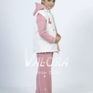 طقم بناتي 3 قطع – قماشة فليس مع برشوت – طول 50 سم - 4476