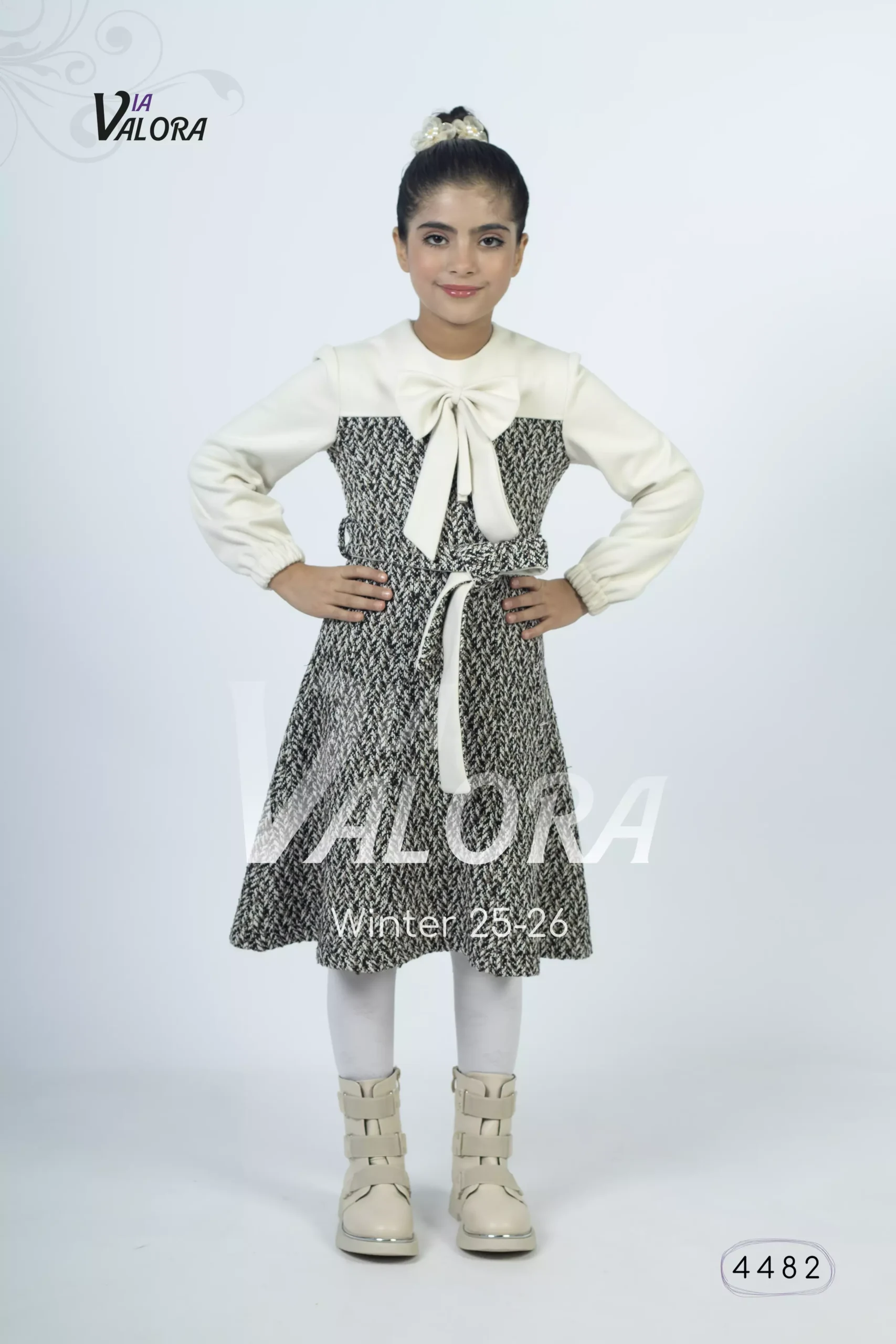 فستان بناتي – جوخ ممزوج – طول 80 سم - 4482