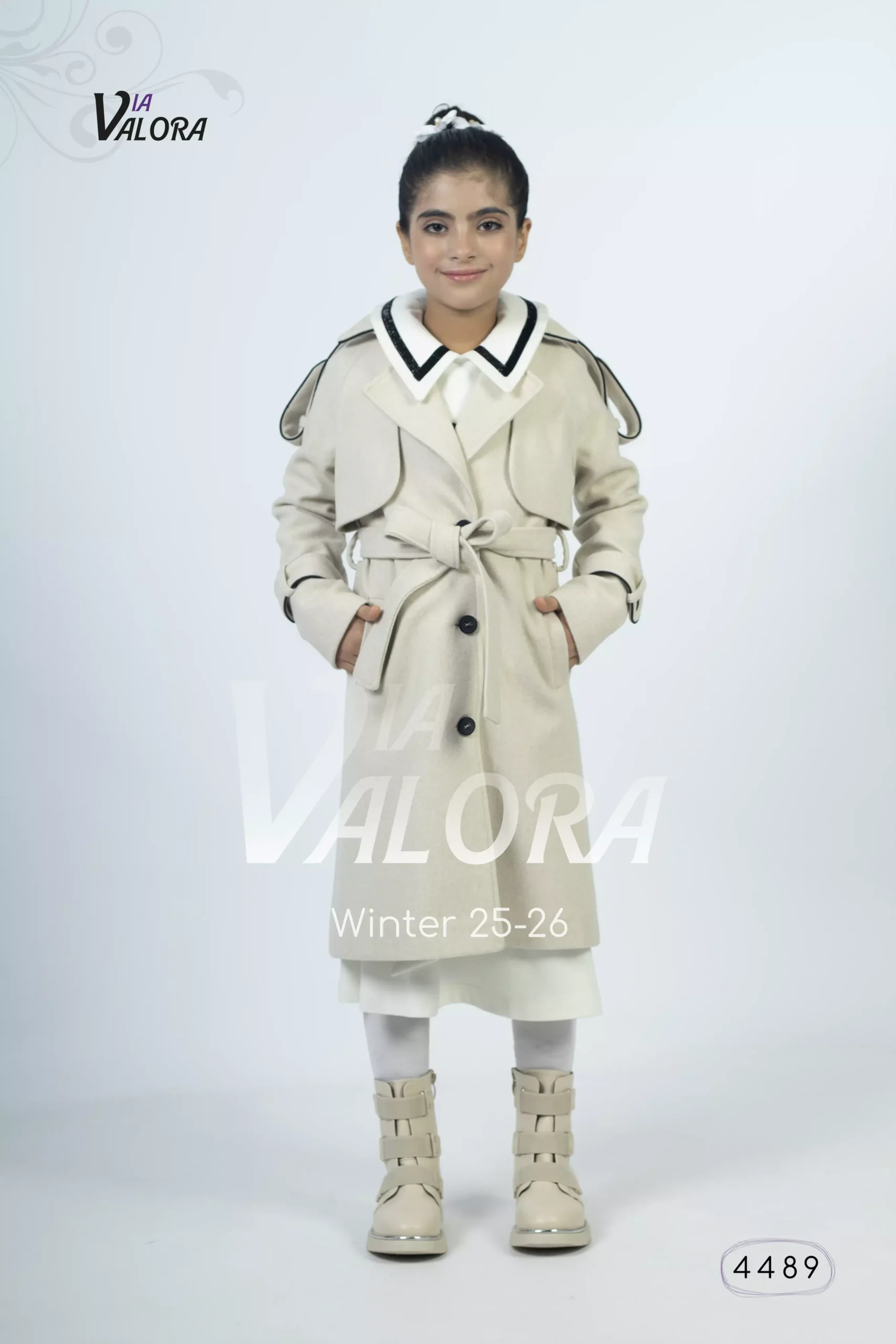 طقم بناتي قطعتين – جوخ ممزوج – طول 80 سم - 4489