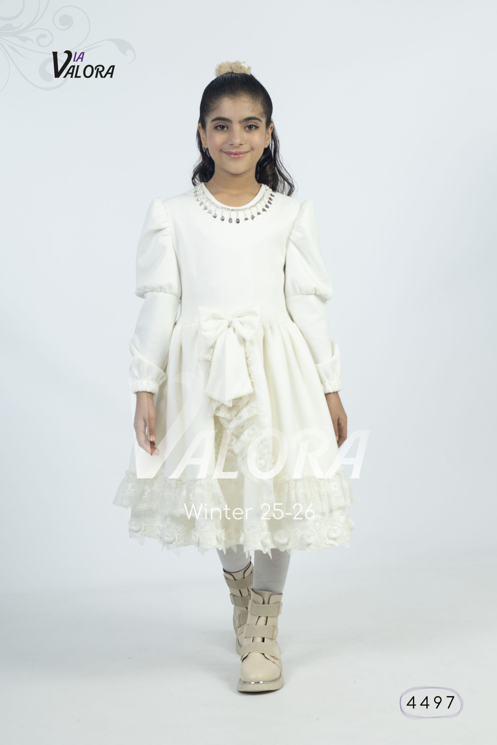 فستان بناتي – سويد مخمل – طول 80 سم - 4497